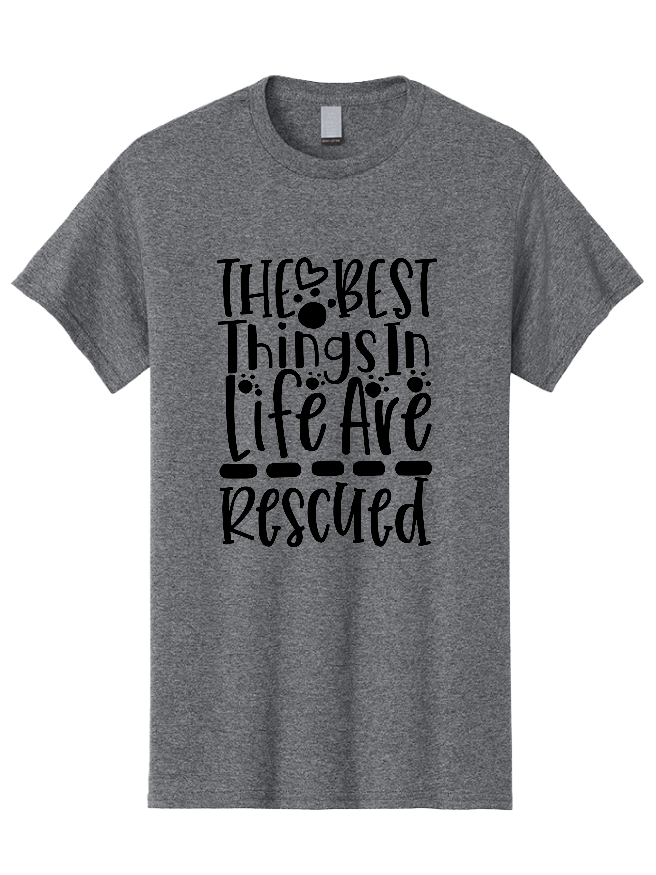 The Best Things In Life Are Rescued Men'S Graphic Tee, 100% Cotton, Comfortable Casual Summer Wear, Machine Washable, Animal Rescue, Rescue Pets, Adopt Don'T Shop, Pet Love, Animal Lovers, Inspiring Quotes, Heartwarming Messages, Paw Prints Aae695 9