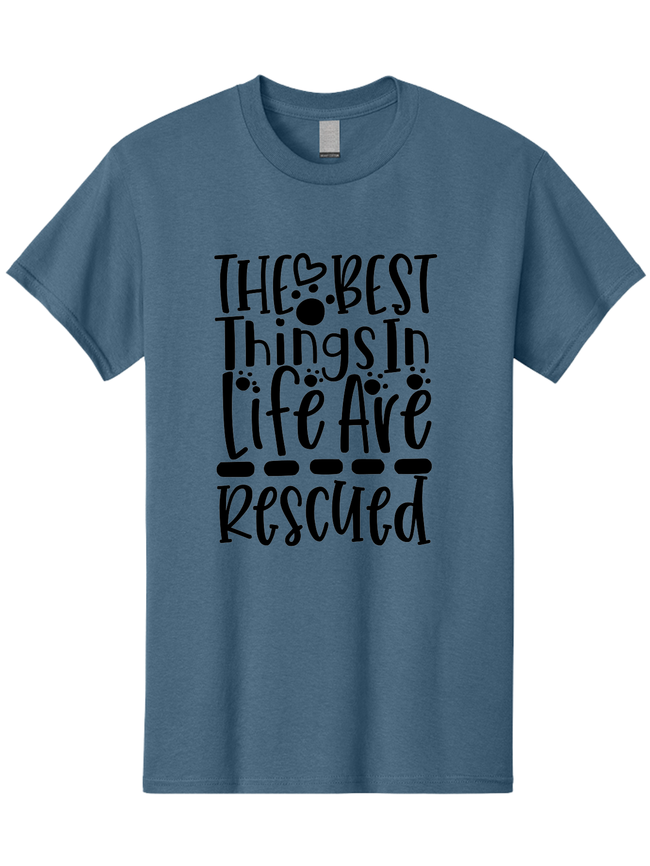 The Best Things In Life Are Rescued Men'S Graphic Tee, 100% Cotton, Comfortable Casual Summer Wear, Machine Washable, Animal Rescue, Rescue Pets, Adopt Don'T Shop, Pet Love, Animal Lovers, Inspiring Quotes, Heartwarming Messages, Paw Prints Aae695 27