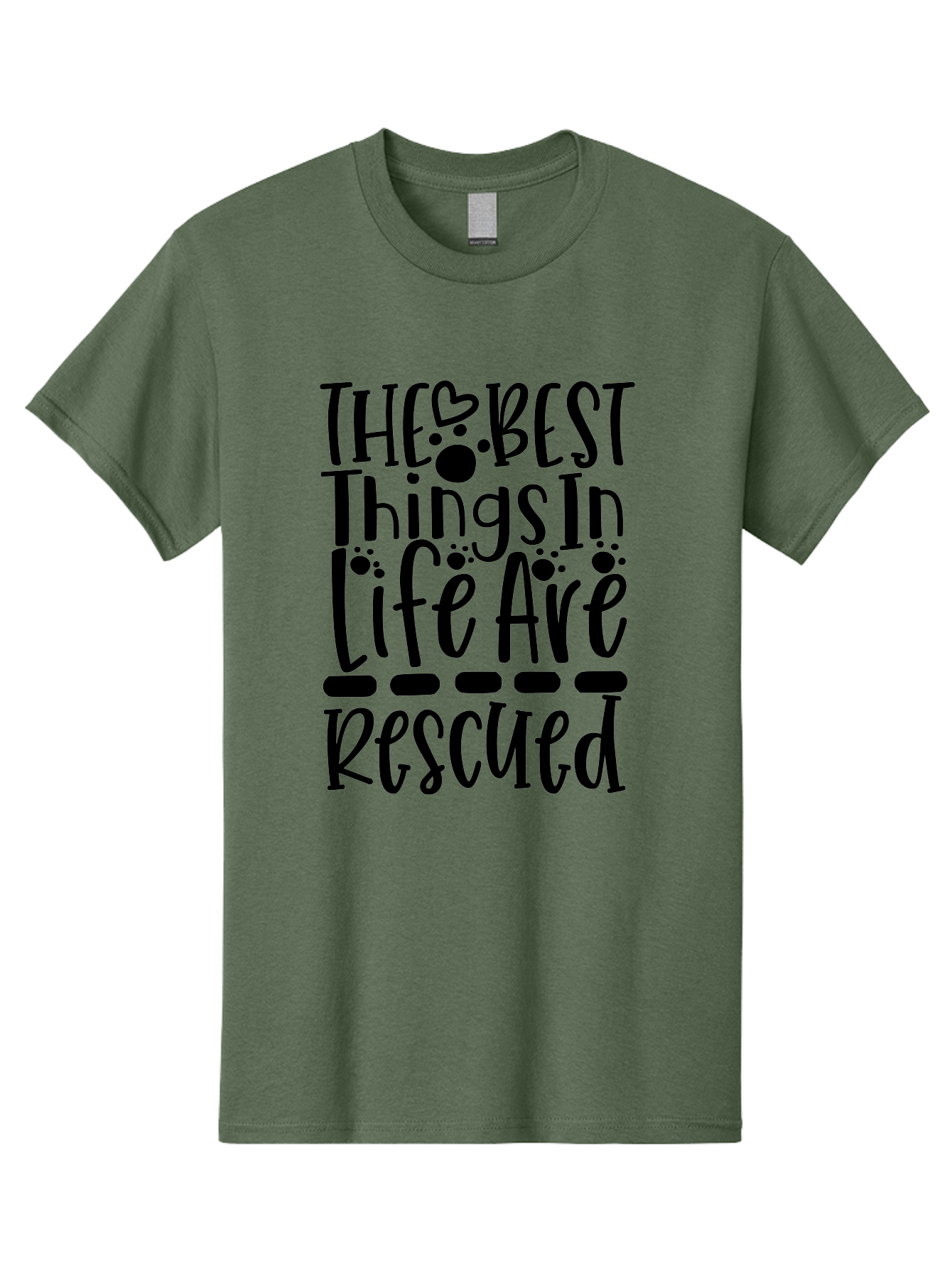 The Best Things In Life Are Rescued Men'S Graphic Tee, 100% Cotton, Comfortable Casual Summer Wear, Machine Washable, Animal Rescue, Rescue Pets, Adopt Don'T Shop, Pet Love, Animal Lovers, Inspiring Quotes, Heartwarming Messages, Paw Prints Aae695 11