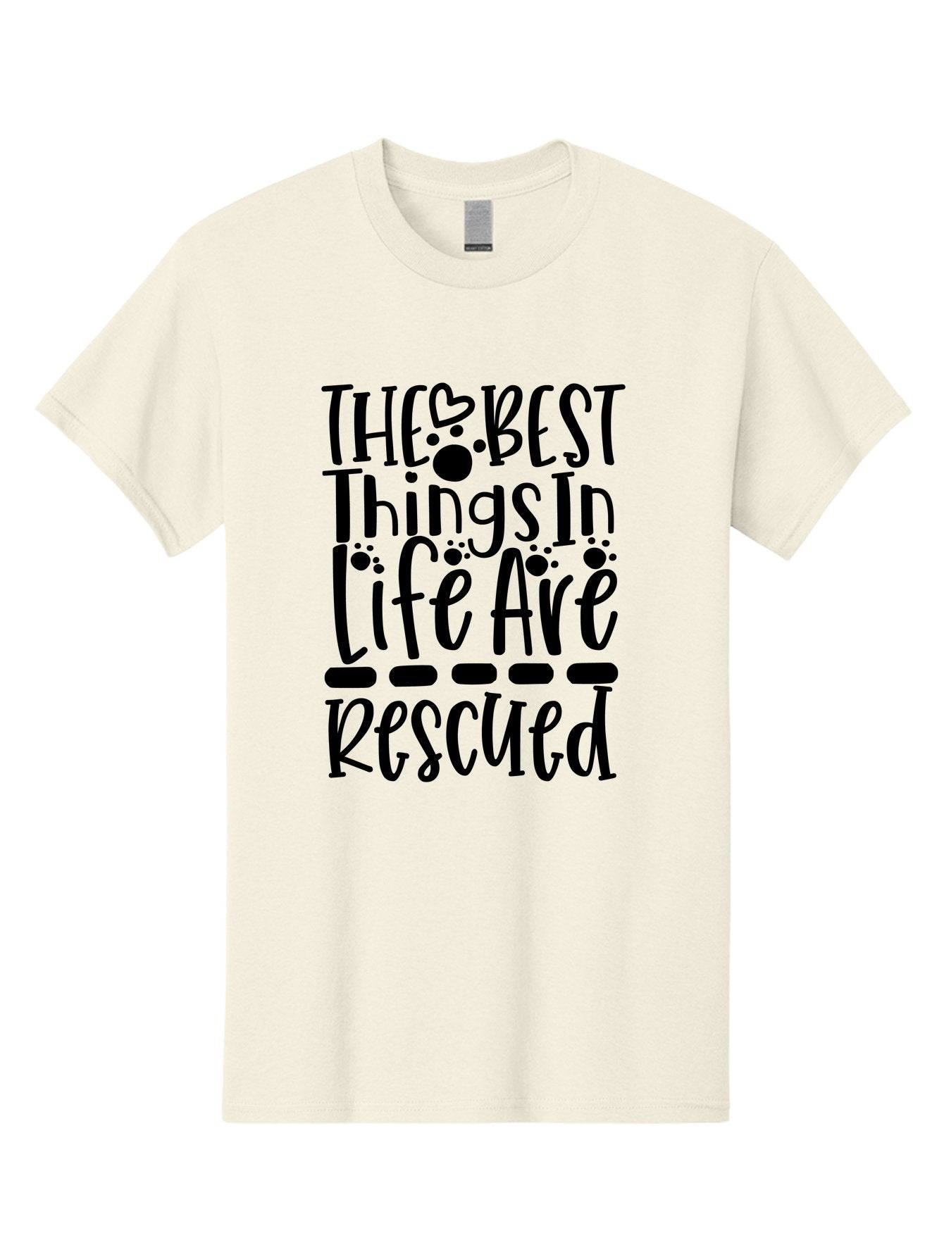 The Best Things In Life Are Rescued Men'S Graphic Tee, 100% Cotton, Comfortable Casual Summer Wear, Machine Washable, Animal Rescue, Rescue Pets, Adopt Don'T Shop, Pet Love, Animal Lovers, Inspiring Quotes, Heartwarming Messages, Paw Prints Aae695 13