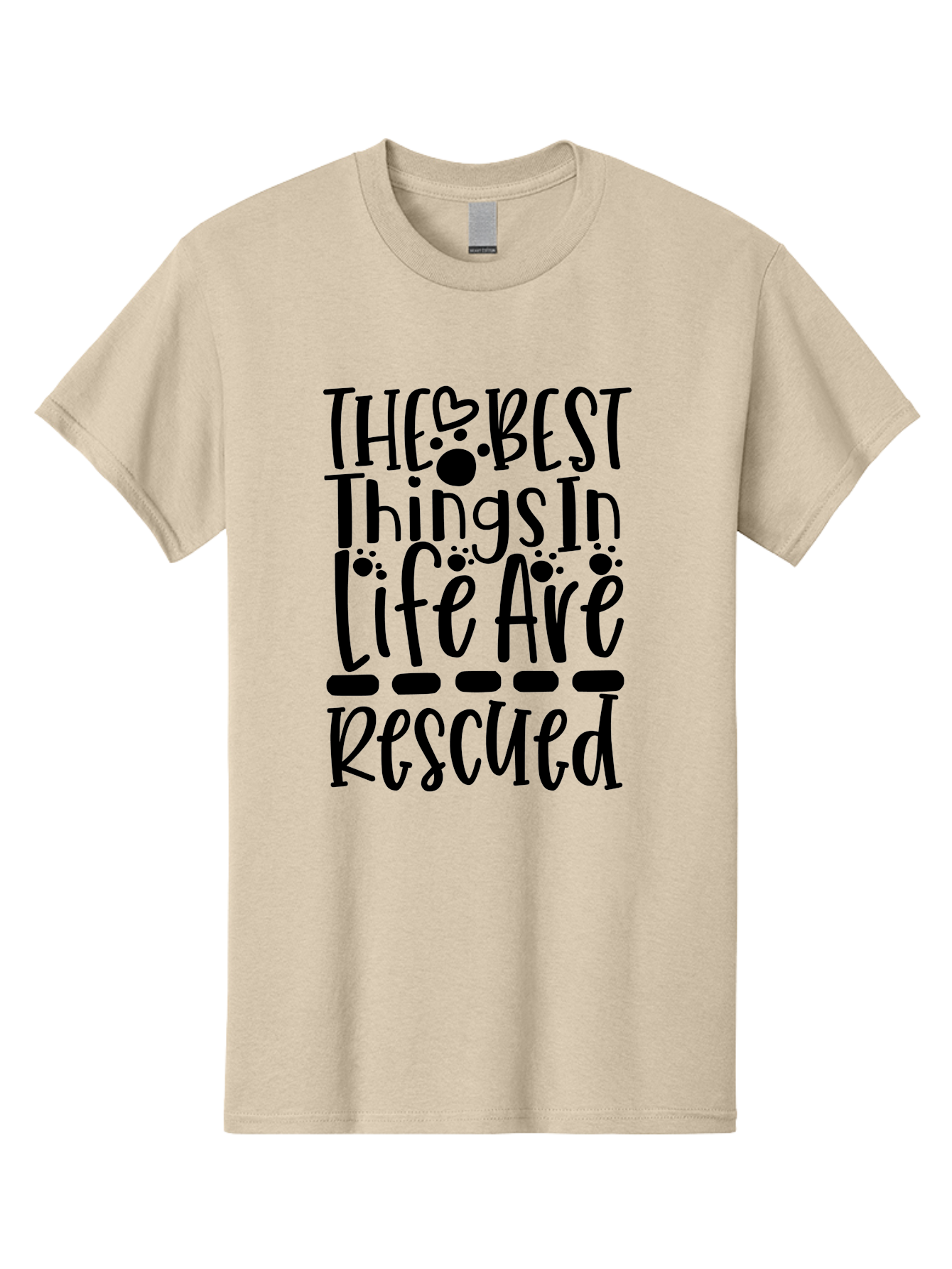 The Best Things In Life Are Rescued Men'S Graphic Tee, 100% Cotton, Comfortable Casual Summer Wear, Machine Washable, Animal Rescue, Rescue Pets, Adopt Don'T Shop, Pet Love, Animal Lovers, Inspiring Quotes, Heartwarming Messages, Paw Prints Aae695 23