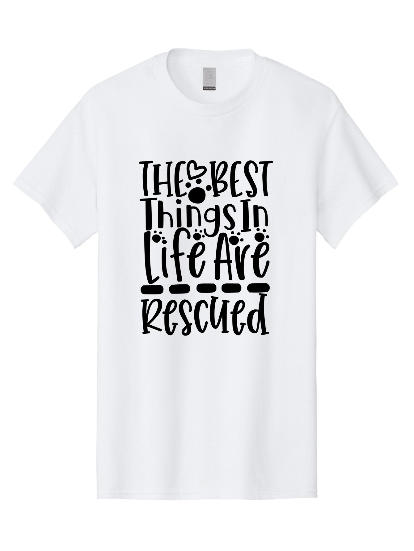 The Best Things In Life Are Rescued Men'S Graphic Tee, 100% Cotton, Comfortable Casual Summer Wear, Machine Washable, Animal Rescue, Rescue Pets, Adopt Don'T Shop, Pet Love, Animal Lovers, Inspiring Quotes, Heartwarming Messages, Paw Prints Aae695 4