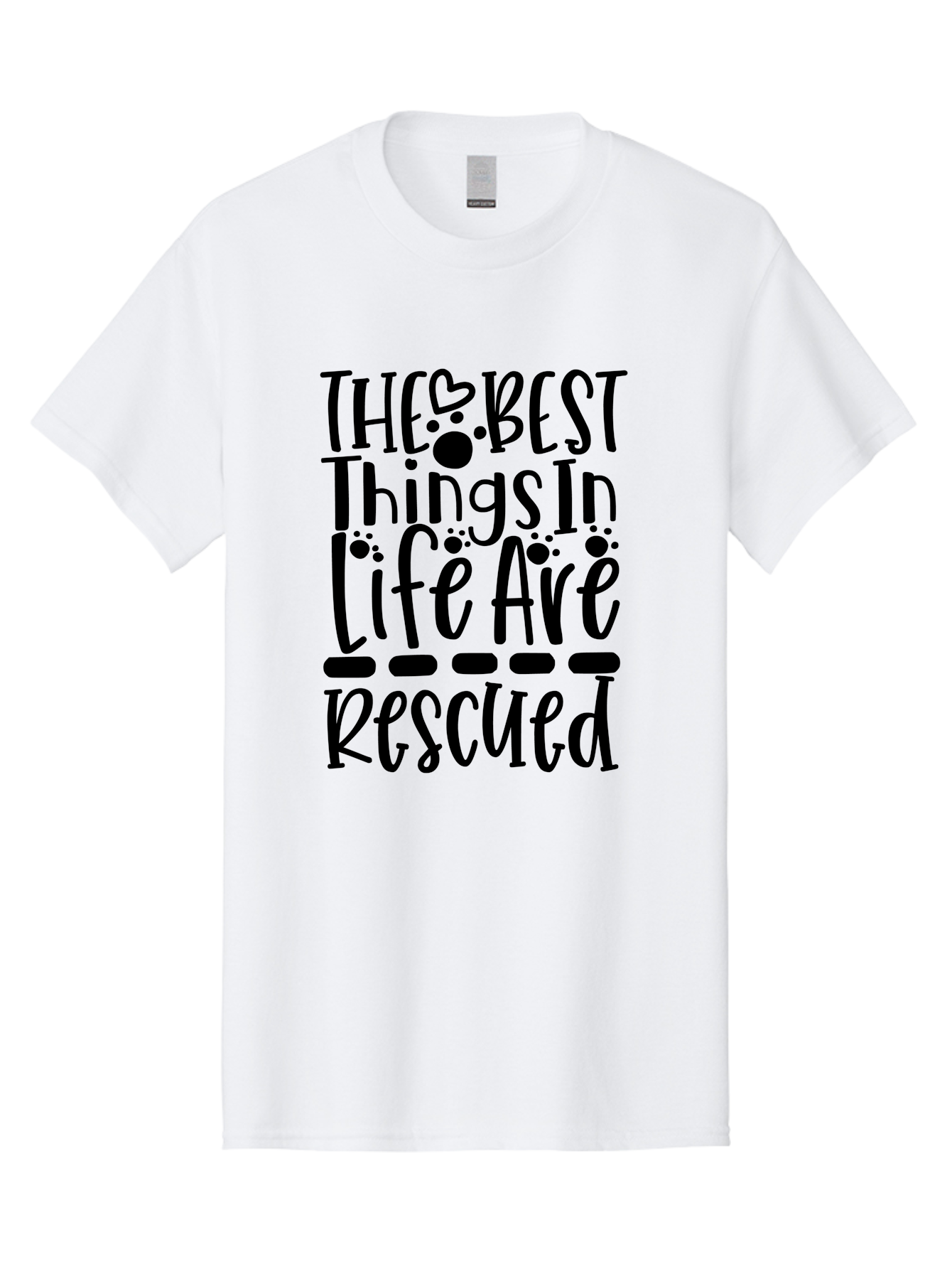 The Best Things In Life Are Rescued Men'S Graphic Tee, 100% Cotton, Comfortable Casual Summer Wear, Machine Washable, Animal Rescue, Rescue Pets, Adopt Don'T Shop, Pet Love, Animal Lovers, Inspiring Quotes, Heartwarming Messages, Paw Prints Aae695 17