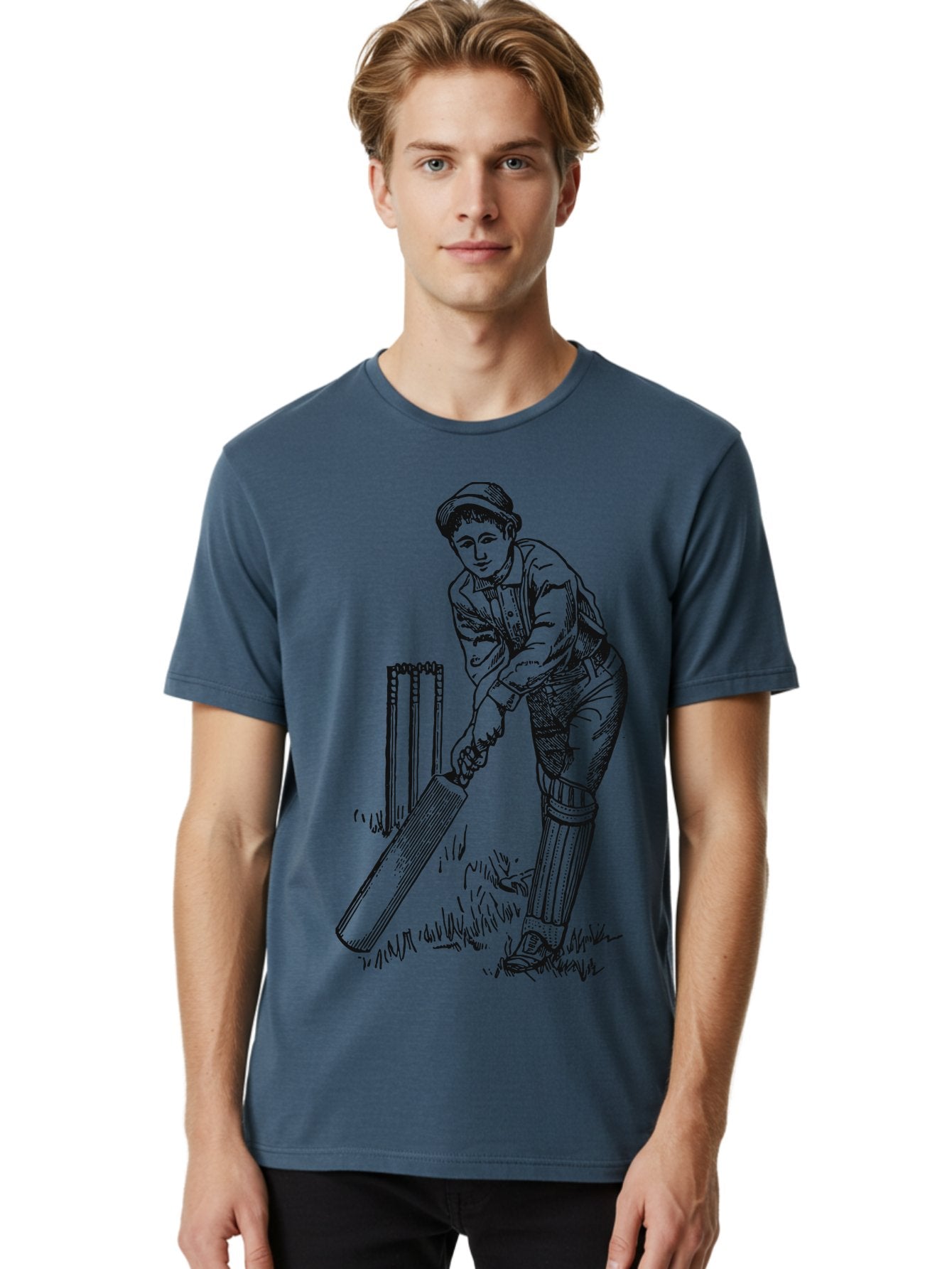 The Classic Batsman Men'S Graphic Tee, 100% Cotton, Comfortable Casual Summer Wear, Machine Washable, Cricket Player, Cricket Batsman, Cricket Bat, Cricket Wicket, Playing Cricket, Cricket Stance, Cricket Gear Aae697 23
