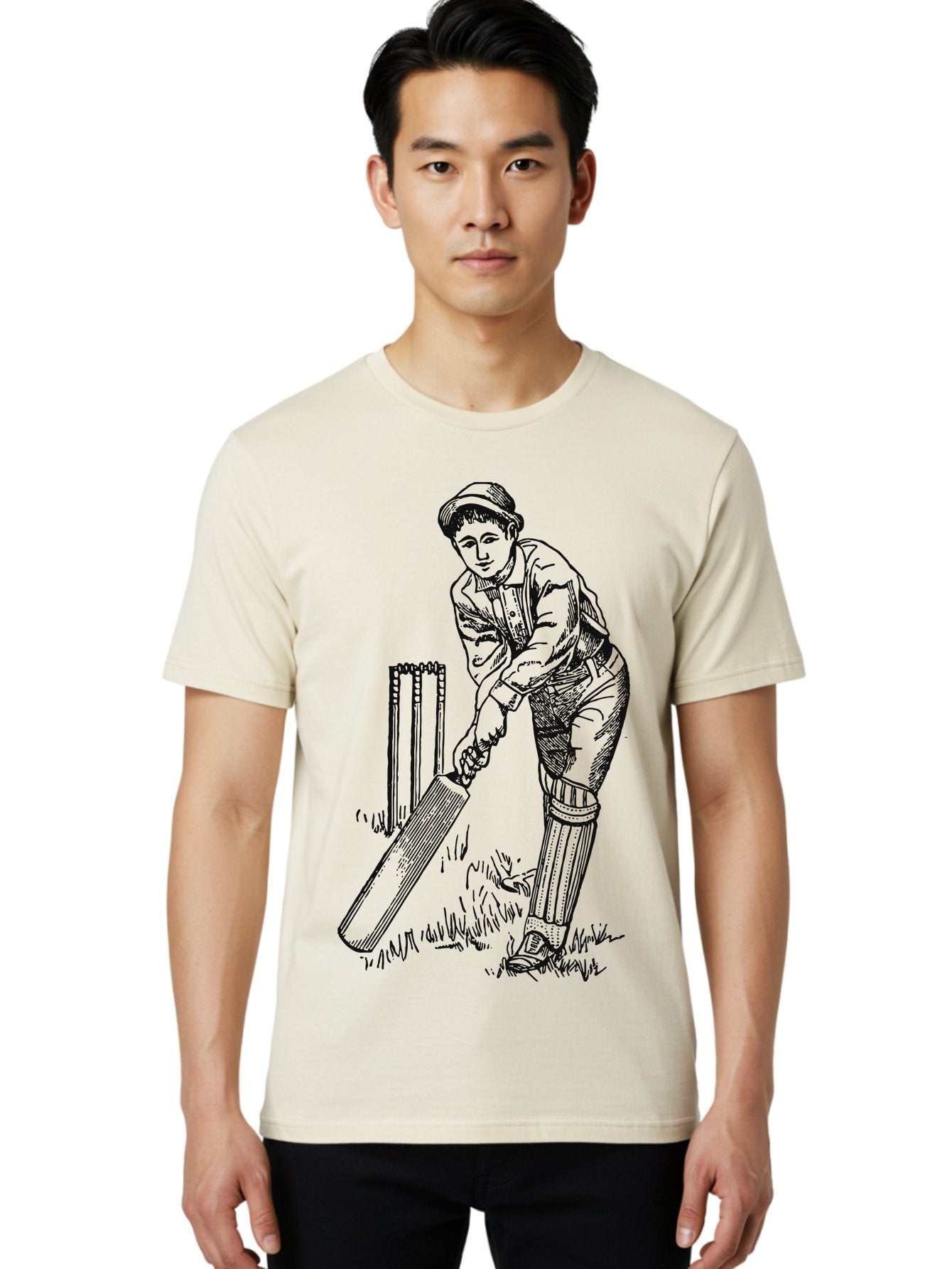 The Classic Batsman Men'S Graphic Tee, 100% Cotton, Comfortable Casual Summer Wear, Machine Washable, Cricket Player, Cricket Batsman, Cricket Bat, Cricket Wicket, Playing Cricket, Cricket Stance, Cricket Gear Aae697 24