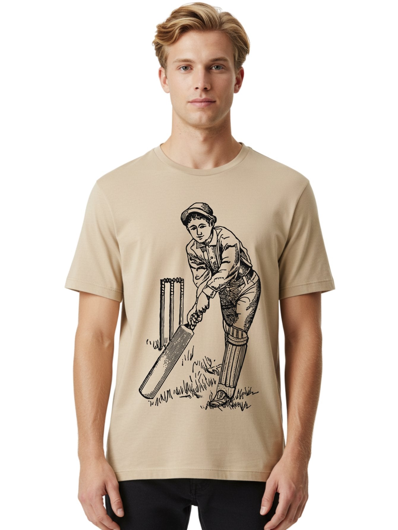 The Classic Batsman Men'S Graphic Tee, 100% Cotton, Comfortable Casual Summer Wear, Machine Washable, Cricket Player, Cricket Batsman, Cricket Bat, Cricket Wicket, Playing Cricket, Cricket Stance, Cricket Gear Aae697 28