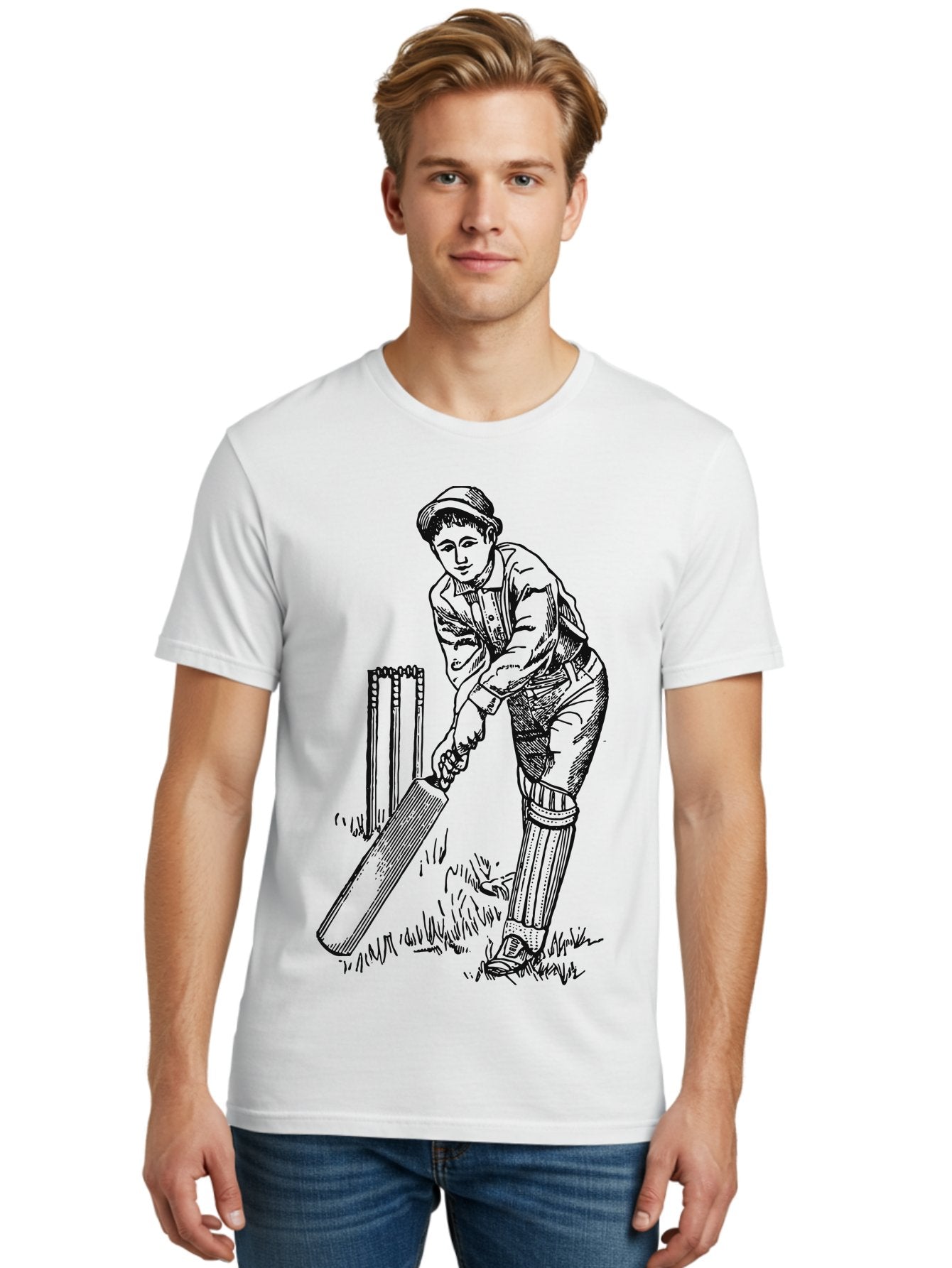 The Classic Batsman Men'S Graphic Tee, 100% Cotton, Comfortable Casual Summer Wear, Machine Washable, Cricket Player, Cricket Batsman, Cricket Bat, Cricket Wicket, Playing Cricket, Cricket Stance, Cricket Gear Aae697 16