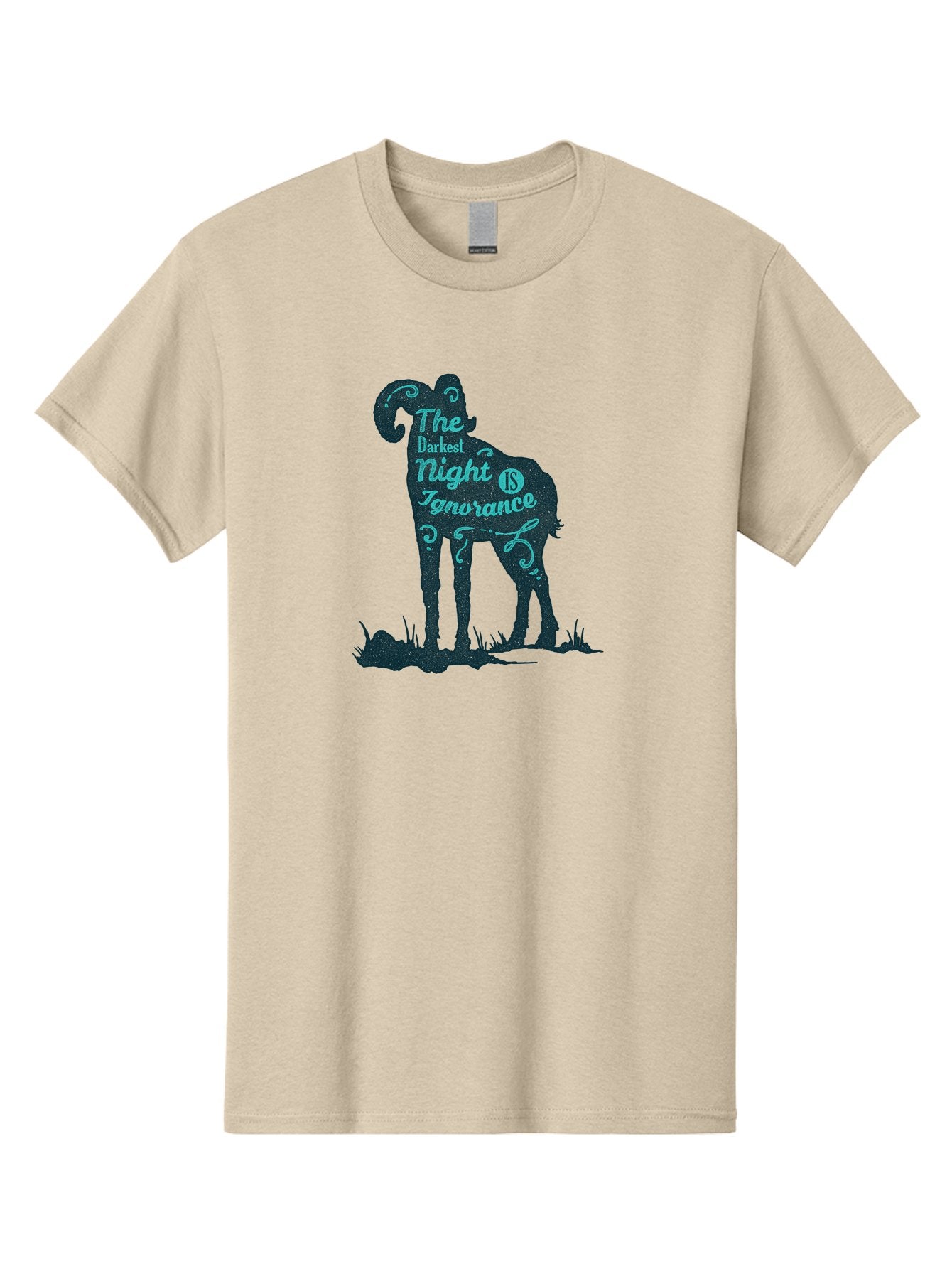 The Darkest Night Men'S Graphic Tee, 100% Cotton, Comfortable Casual Summer Wear, Machine Washable, Ram Silhouette, Inspirational Quote, Typography Art, Motivational Words, Dark Mode, Abstract Design, Symbolic Animal Aae700 13