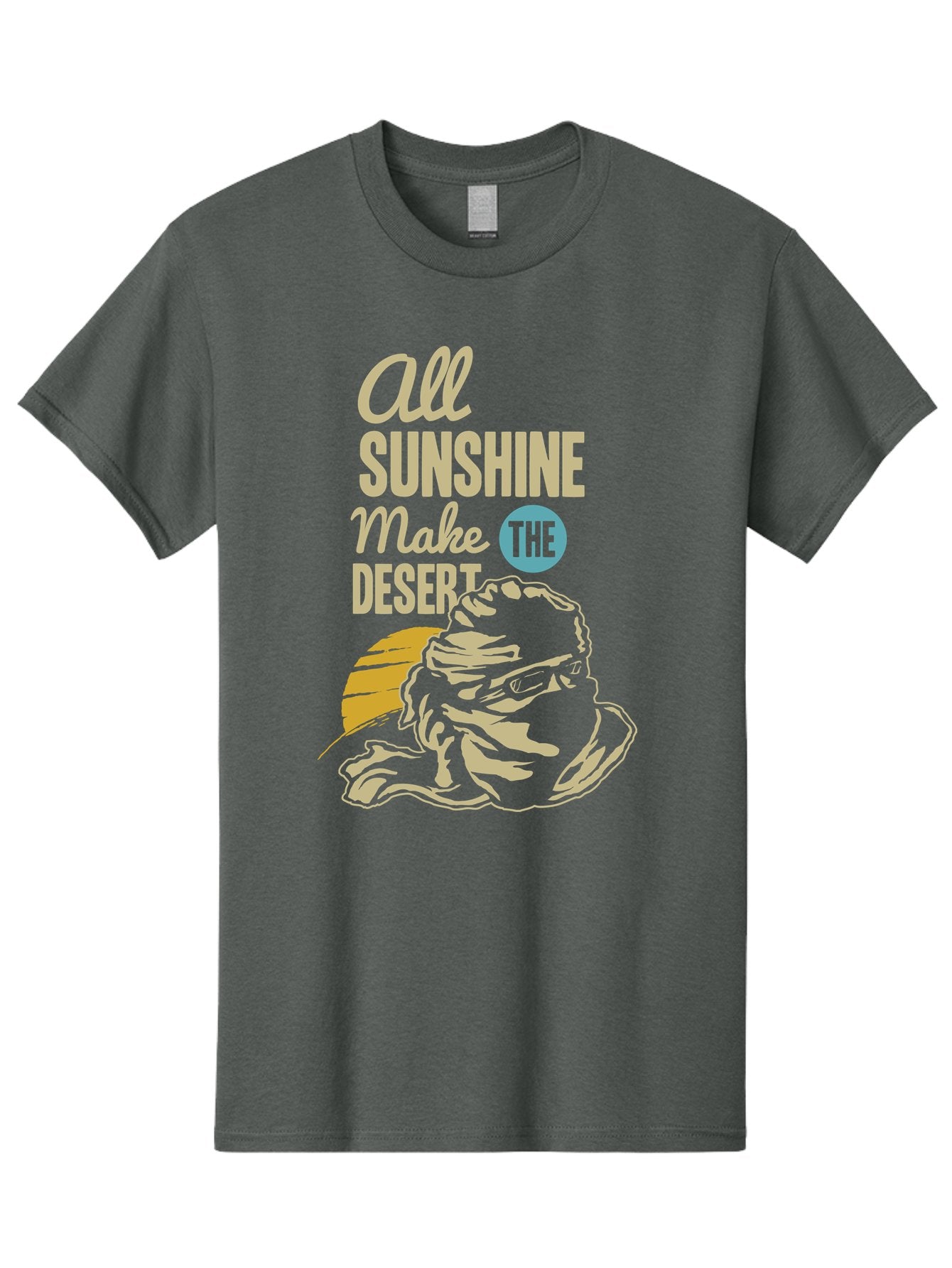 The Desert Men'S Graphic Tee, 100% Cotton, Comfortable Casual Summer Wear, Machine Washable, Inspirational Quote, Desert Theme, Sunshine, Frog Illustration, Desert Landscape, Motivational Message, Fun Design, Quirky Art, Summer Vibes, Aae701 12