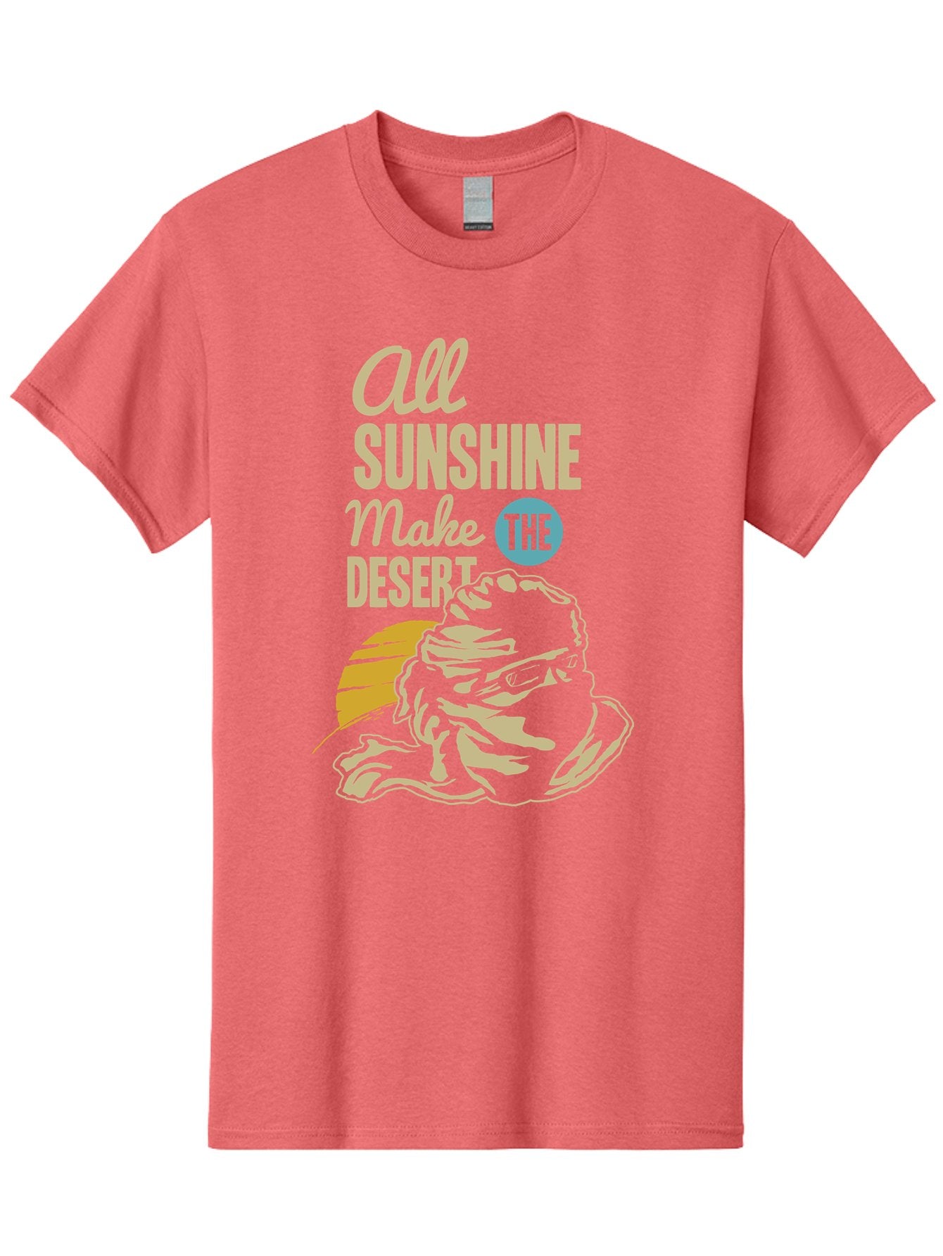 The Desert Men'S Graphic Tee, 100% Cotton, Comfortable Casual Summer Wear, Machine Washable, Inspirational Quote, Desert Theme, Sunshine, Frog Illustration, Desert Landscape, Motivational Message, Fun Design, Quirky Art, Summer Vibes, Aae701 6