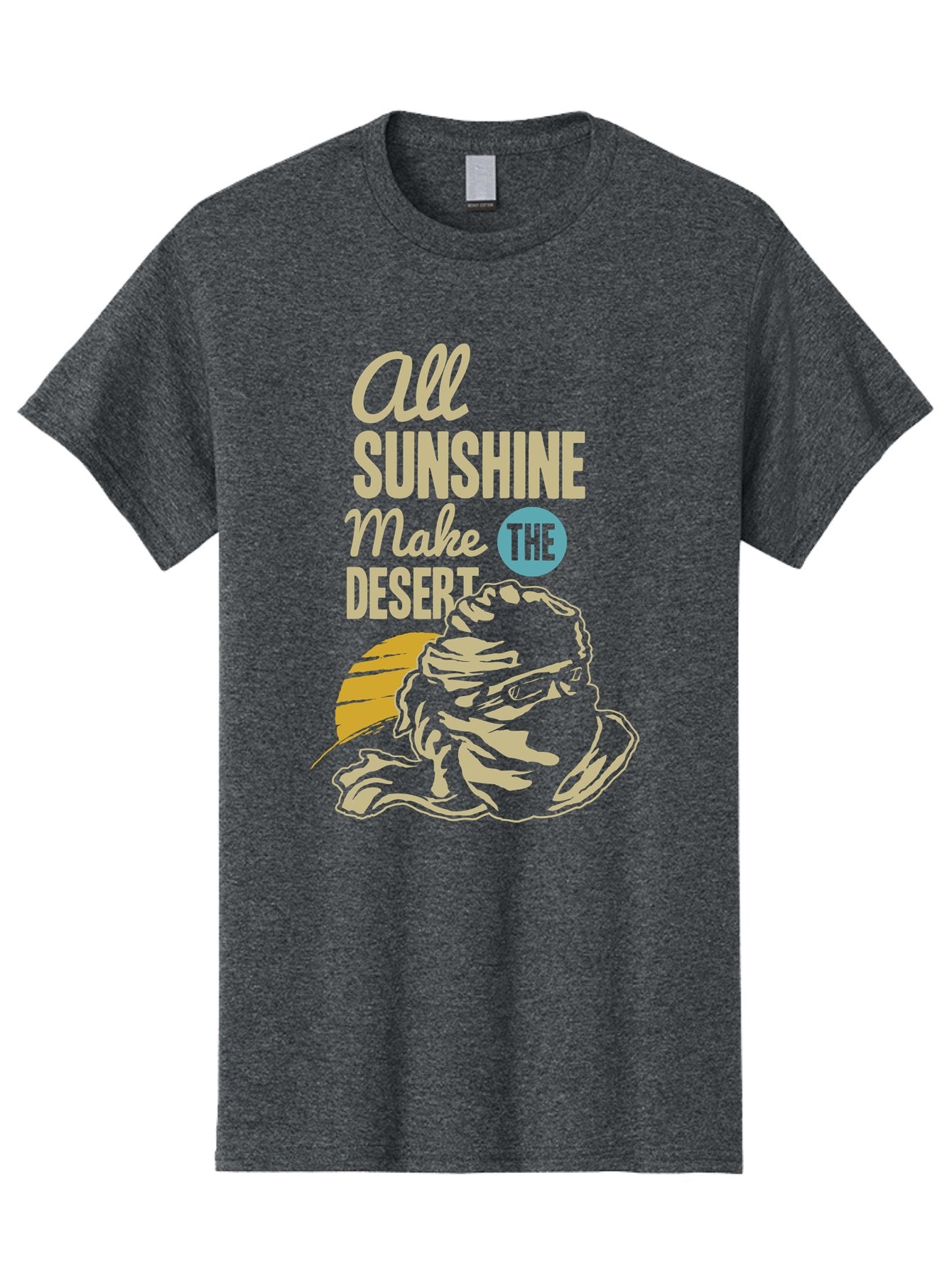 The Desert Men'S Graphic Tee, 100% Cotton, Comfortable Casual Summer Wear, Machine Washable, Inspirational Quote, Desert Theme, Sunshine, Frog Illustration, Desert Landscape, Motivational Message, Fun Design, Quirky Art, Summer Vibes, Aae701 4