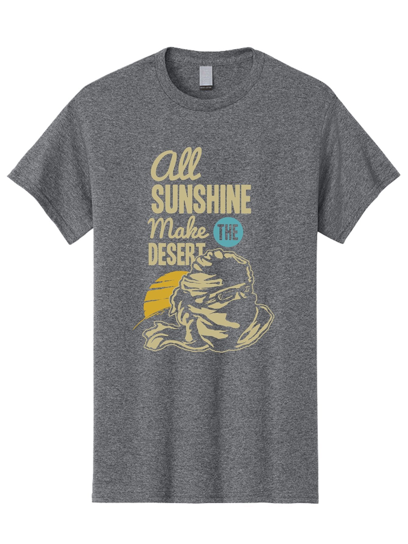 The Desert Men'S Graphic Tee, 100% Cotton, Comfortable Casual Summer Wear, Machine Washable, Inspirational Quote, Desert Theme, Sunshine, Frog Illustration, Desert Landscape, Motivational Message, Fun Design, Quirky Art, Summer Vibes, Aae701 14