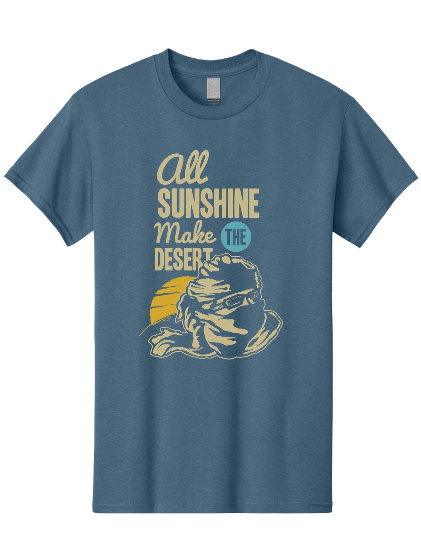 The Desert Men'S Graphic Tee, 100% Cotton, Comfortable Casual Summer Wear, Machine Washable, Inspirational Quote, Desert Theme, Sunshine, Frog Illustration, Desert Landscape, Motivational Message, Fun Design, Quirky Art, Summer Vibes, Aae701 10