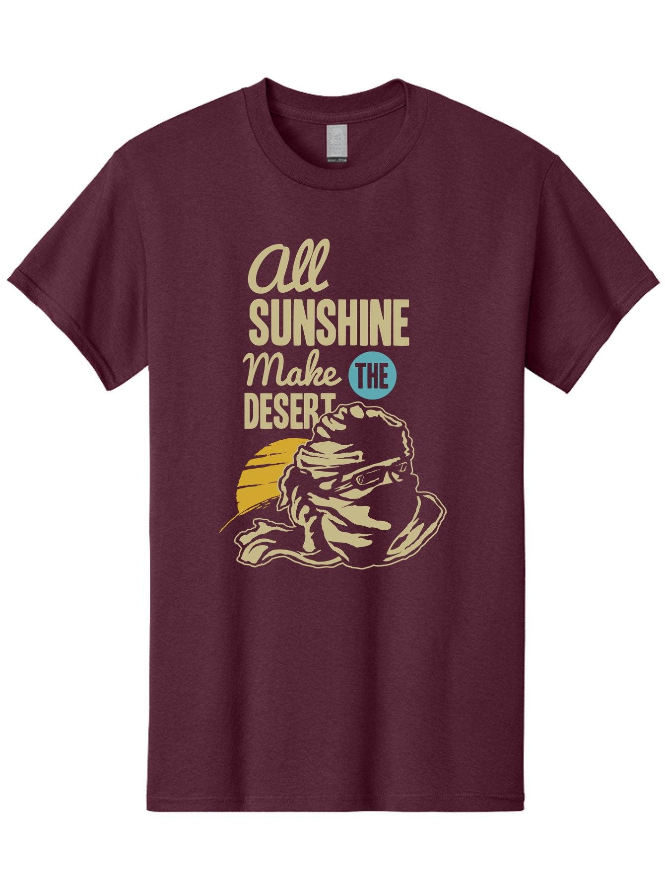 The Desert Men'S Graphic Tee, 100% Cotton, Comfortable Casual Summer Wear, Machine Washable, Inspirational Quote, Desert Theme, Sunshine, Frog Illustration, Desert Landscape, Motivational Message, Fun Design, Quirky Art, Summer Vibes, Aae701 7
