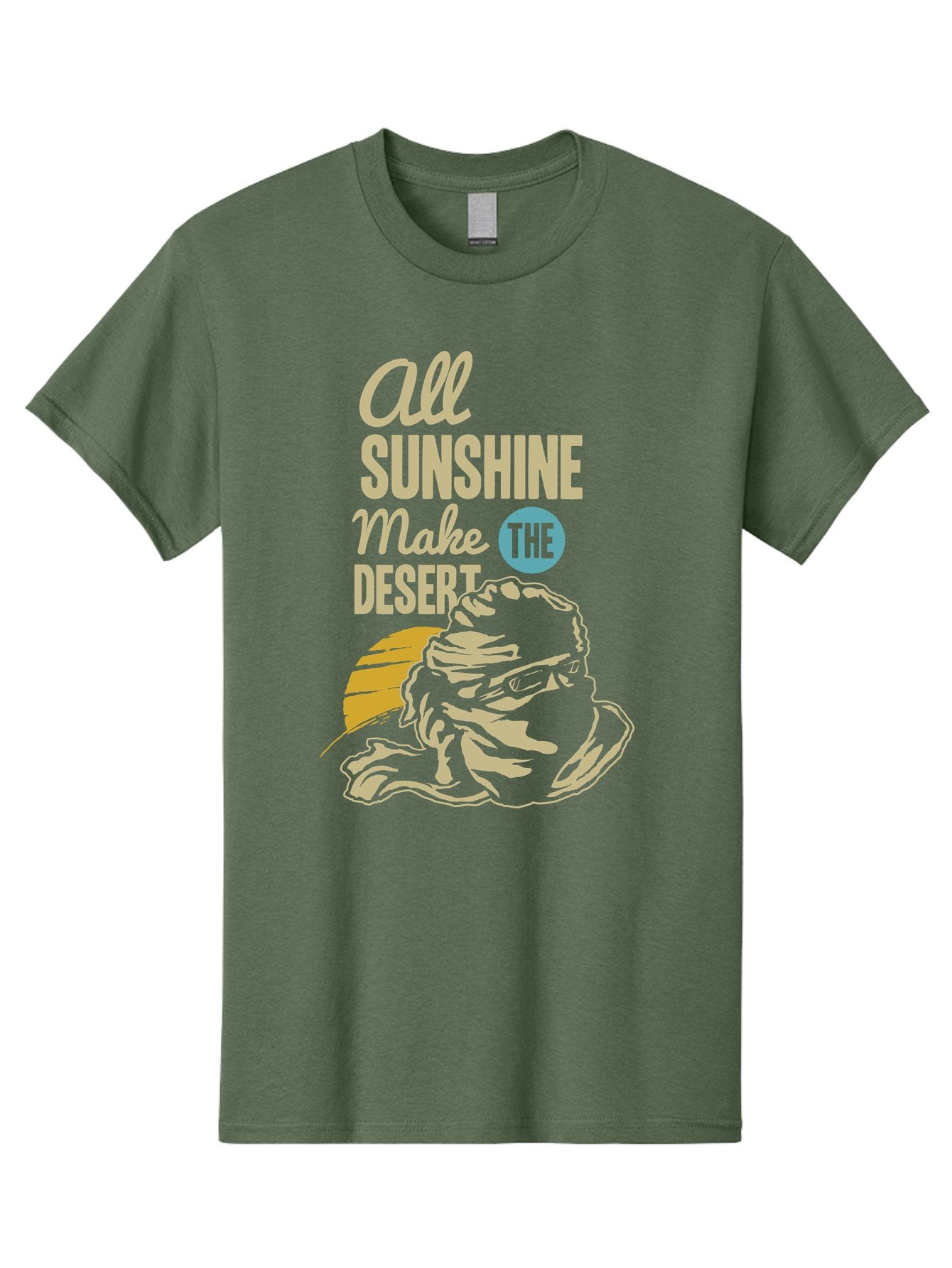 The Desert Men'S Graphic Tee, 100% Cotton, Comfortable Casual Summer Wear, Machine Washable, Inspirational Quote, Desert Theme, Sunshine, Frog Illustration, Desert Landscape, Motivational Message, Fun Design, Quirky Art, Summer Vibes, Aae701 9
