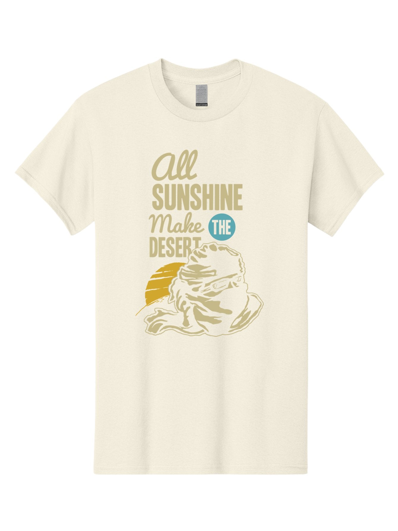 The Desert Men'S Graphic Tee, 100% Cotton, Comfortable Casual Summer Wear, Machine Washable, Inspirational Quote, Desert Theme, Sunshine, Frog Illustration, Desert Landscape, Motivational Message, Fun Design, Quirky Art, Summer Vibes, Aae701 5