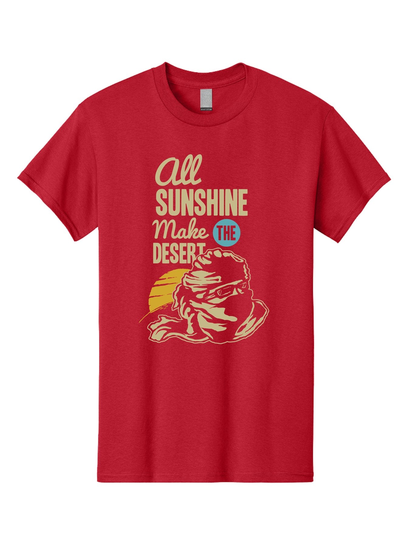 The Desert Men'S Graphic Tee, 100% Cotton, Comfortable Casual Summer Wear, Machine Washable, Inspirational Quote, Desert Theme, Sunshine, Frog Illustration, Desert Landscape, Motivational Message, Fun Design, Quirky Art, Summer Vibes, Aae701 11