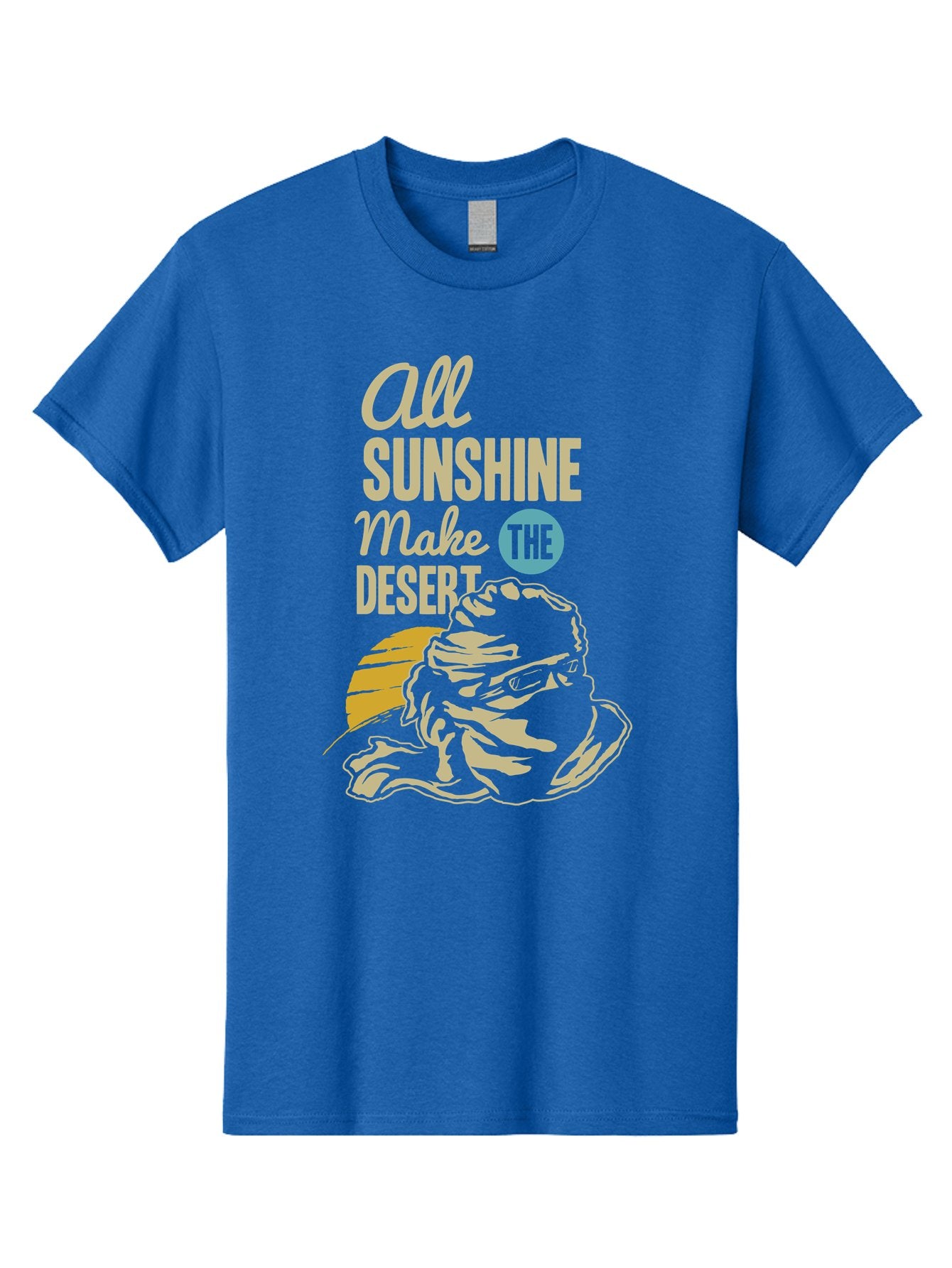 The Desert Men'S Graphic Tee, 100% Cotton, Comfortable Casual Summer Wear, Machine Washable, Inspirational Quote, Desert Theme, Sunshine, Frog Illustration, Desert Landscape, Motivational Message, Fun Design, Quirky Art, Summer Vibes, Aae701 15