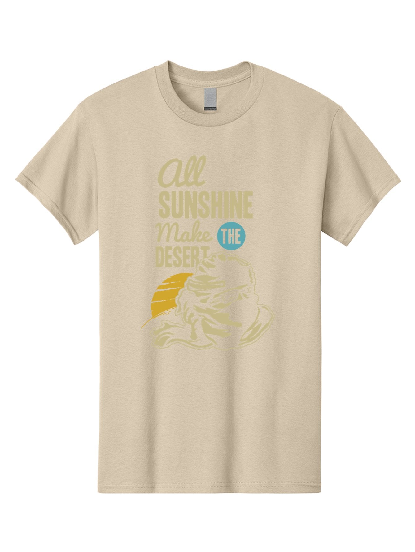 The Desert Men'S Graphic Tee, 100% Cotton, Comfortable Casual Summer Wear, Machine Washable, Inspirational Quote, Desert Theme, Sunshine, Frog Illustration, Desert Landscape, Motivational Message, Fun Design, Quirky Art, Summer Vibes, Aae701 3