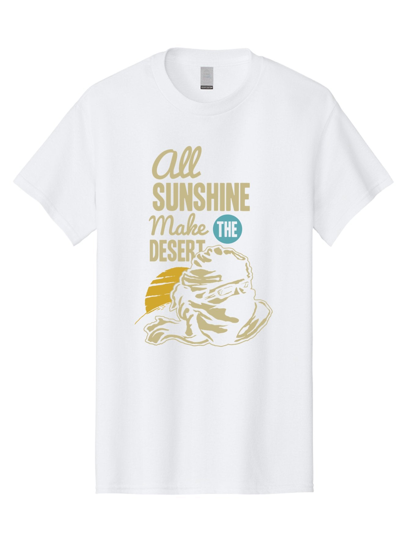 The Desert Men'S Graphic Tee, 100% Cotton, Comfortable Casual Summer Wear, Machine Washable, Inspirational Quote, Desert Theme, Sunshine, Frog Illustration, Desert Landscape, Motivational Message, Fun Design, Quirky Art, Summer Vibes, Aae701 8