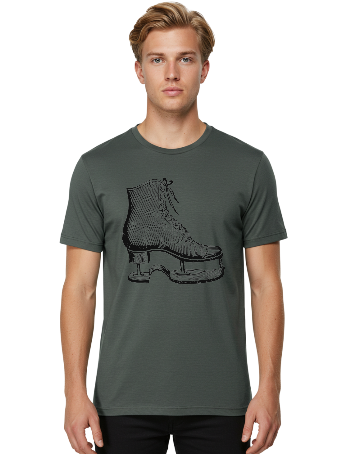 The Frozen Classic Men'S Graphic Tee, 100% Cotton, Comfortable Casual Summer Wear, Machine Washable, Ice Skate, Vintage Illustration, Lace-Up Boot, Ice Skating, Winter Sports, Classic Design, Retro Style, Frozen Fun Aae704 16