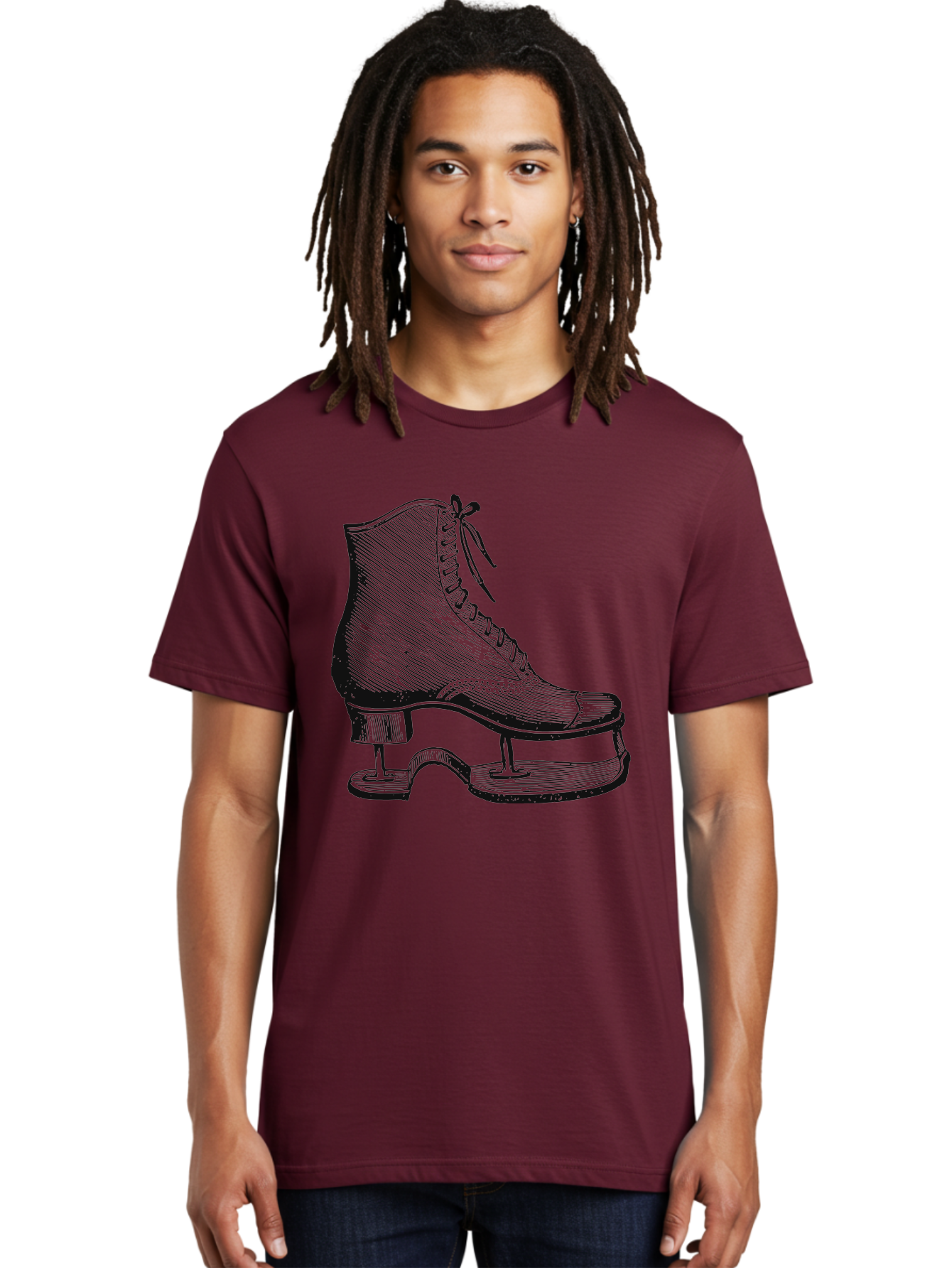 The Frozen Classic Men'S Graphic Tee, 100% Cotton, Comfortable Casual Summer Wear, Machine Washable, Ice Skate, Vintage Illustration, Lace-Up Boot, Ice Skating, Winter Sports, Classic Design, Retro Style, Frozen Fun Aae704 12