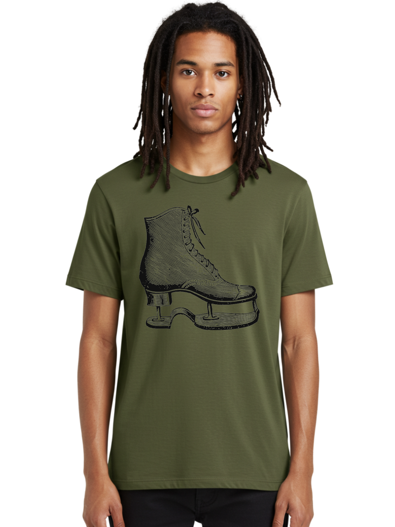 The Frozen Classic Men'S Graphic Tee, 100% Cotton, Comfortable Casual Summer Wear, Machine Washable, Ice Skate, Vintage Illustration, Lace-Up Boot, Ice Skating, Winter Sports, Classic Design, Retro Style, Frozen Fun Aae704 20