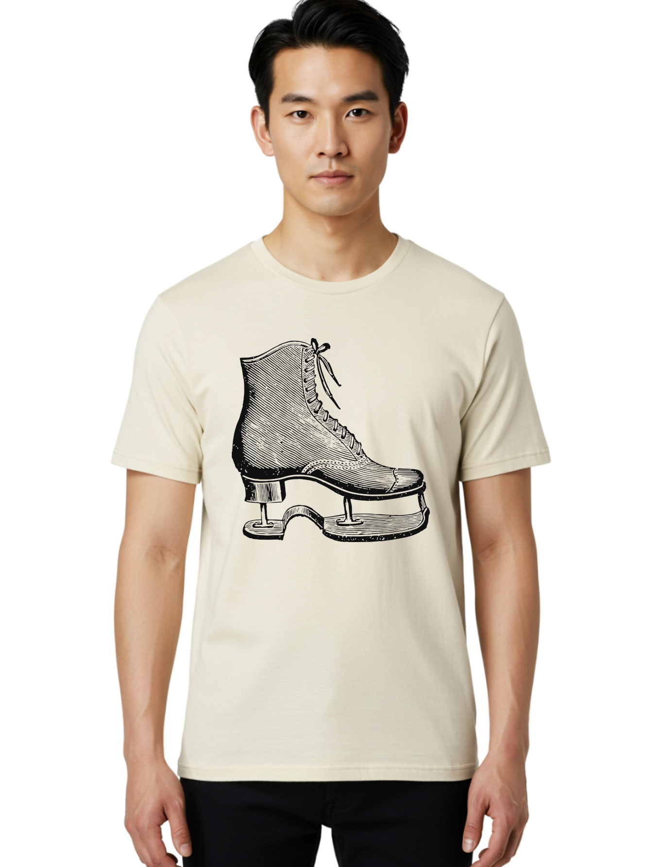 The Frozen Classic Men'S Graphic Tee, 100% Cotton, Comfortable Casual Summer Wear, Machine Washable, Ice Skate, Vintage Illustration, Lace-Up Boot, Ice Skating, Winter Sports, Classic Design, Retro Style, Frozen Fun Aae704 30