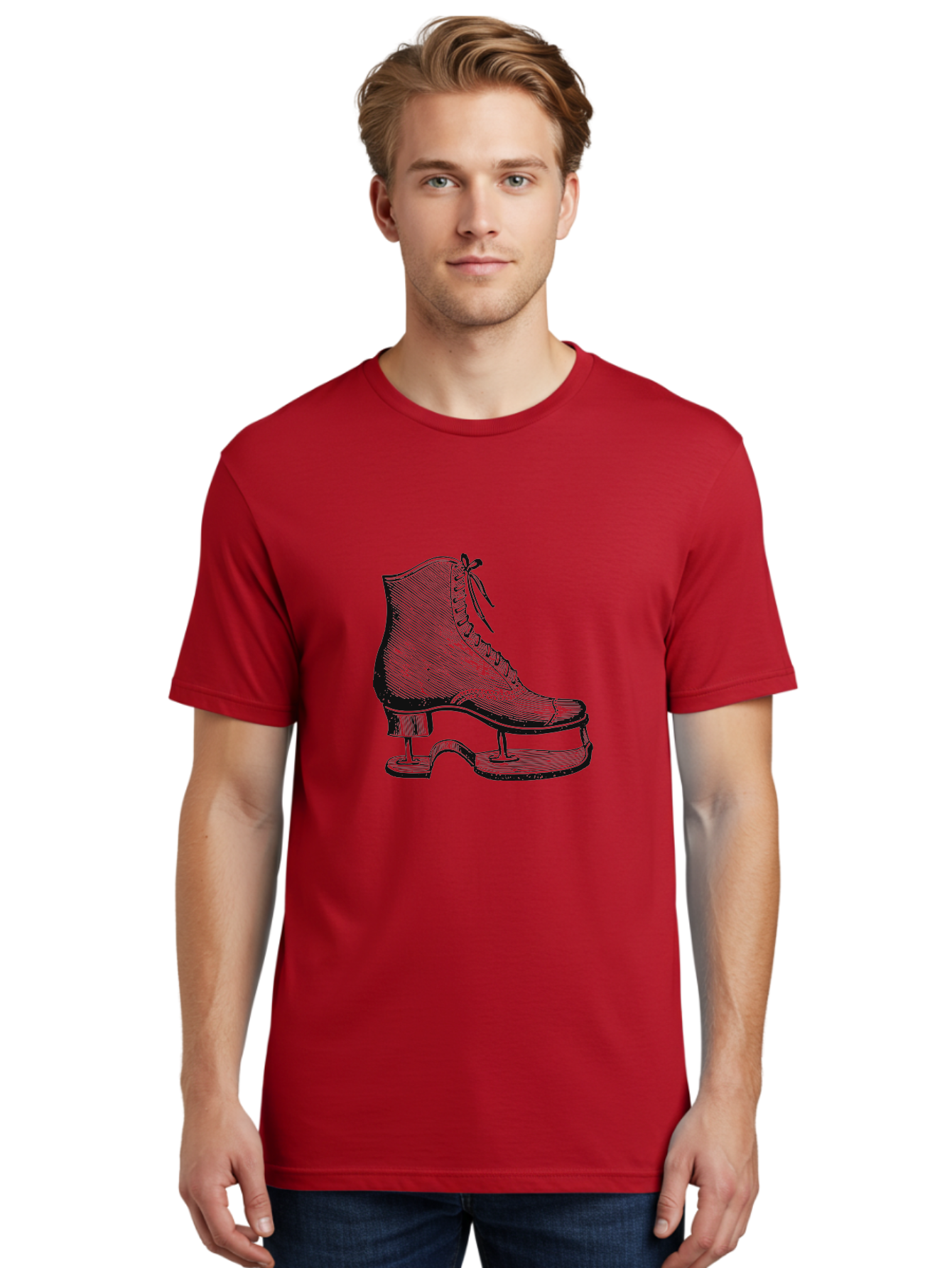 The Frozen Classic Men'S Graphic Tee, 100% Cotton, Comfortable Casual Summer Wear, Machine Washable, Ice Skate, Vintage Illustration, Lace-Up Boot, Ice Skating, Winter Sports, Classic Design, Retro Style, Frozen Fun Aae704 6