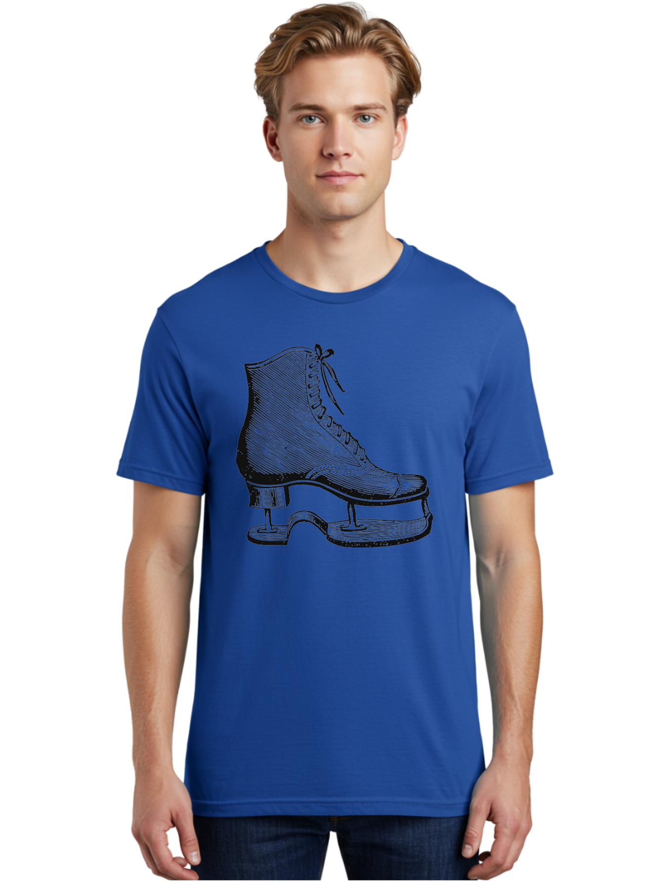 The Frozen Classic Men'S Graphic Tee, 100% Cotton, Comfortable Casual Summer Wear, Machine Washable, Ice Skate, Vintage Illustration, Lace-Up Boot, Ice Skating, Winter Sports, Classic Design, Retro Style, Frozen Fun Aae704 24