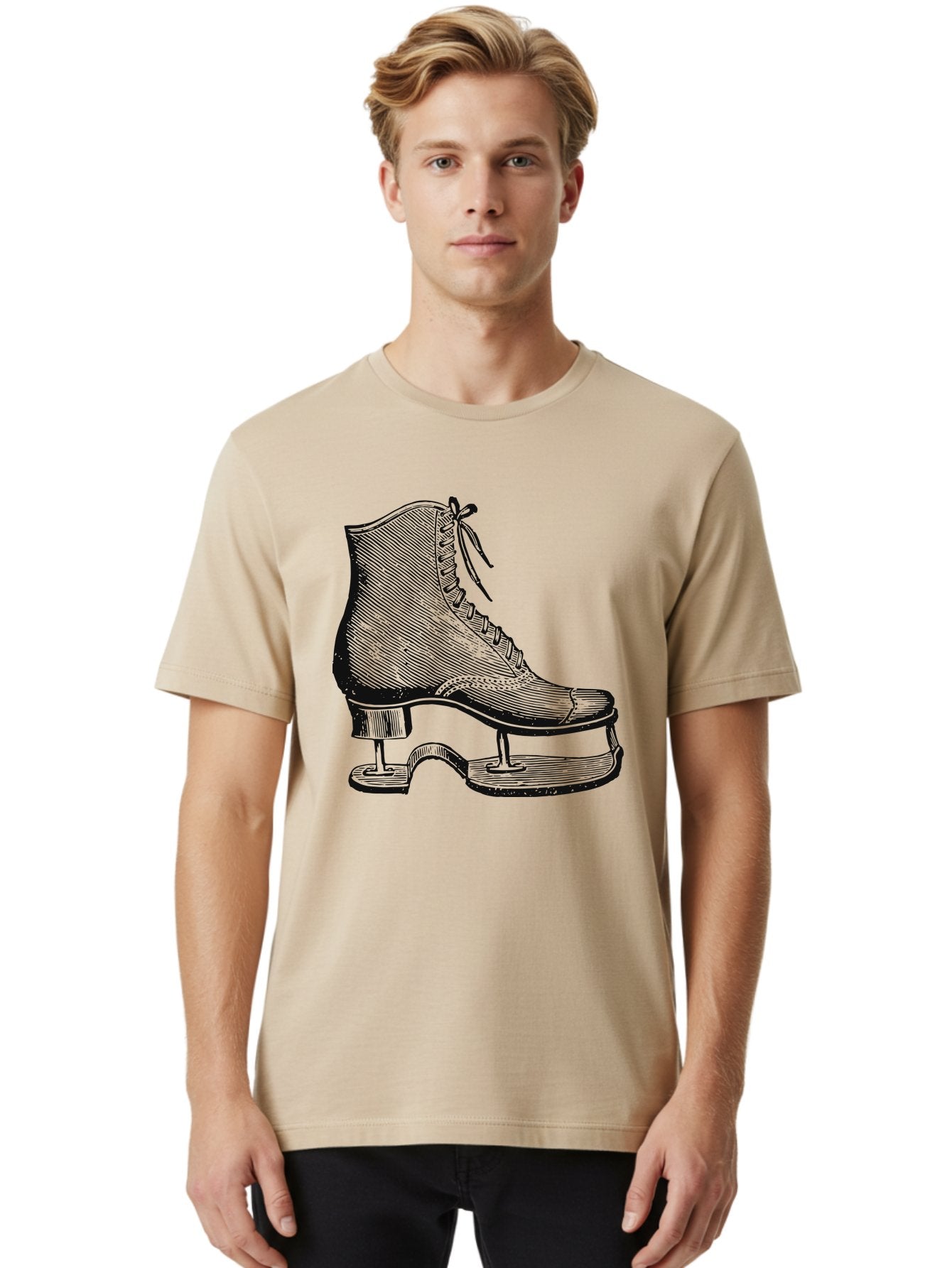 The Frozen Classic Men'S Graphic Tee, 100% Cotton, Comfortable Casual Summer Wear, Machine Washable, Ice Skate, Vintage Illustration, Lace-Up Boot, Ice Skating, Winter Sports, Classic Design, Retro Style, Frozen Fun Aae704 30