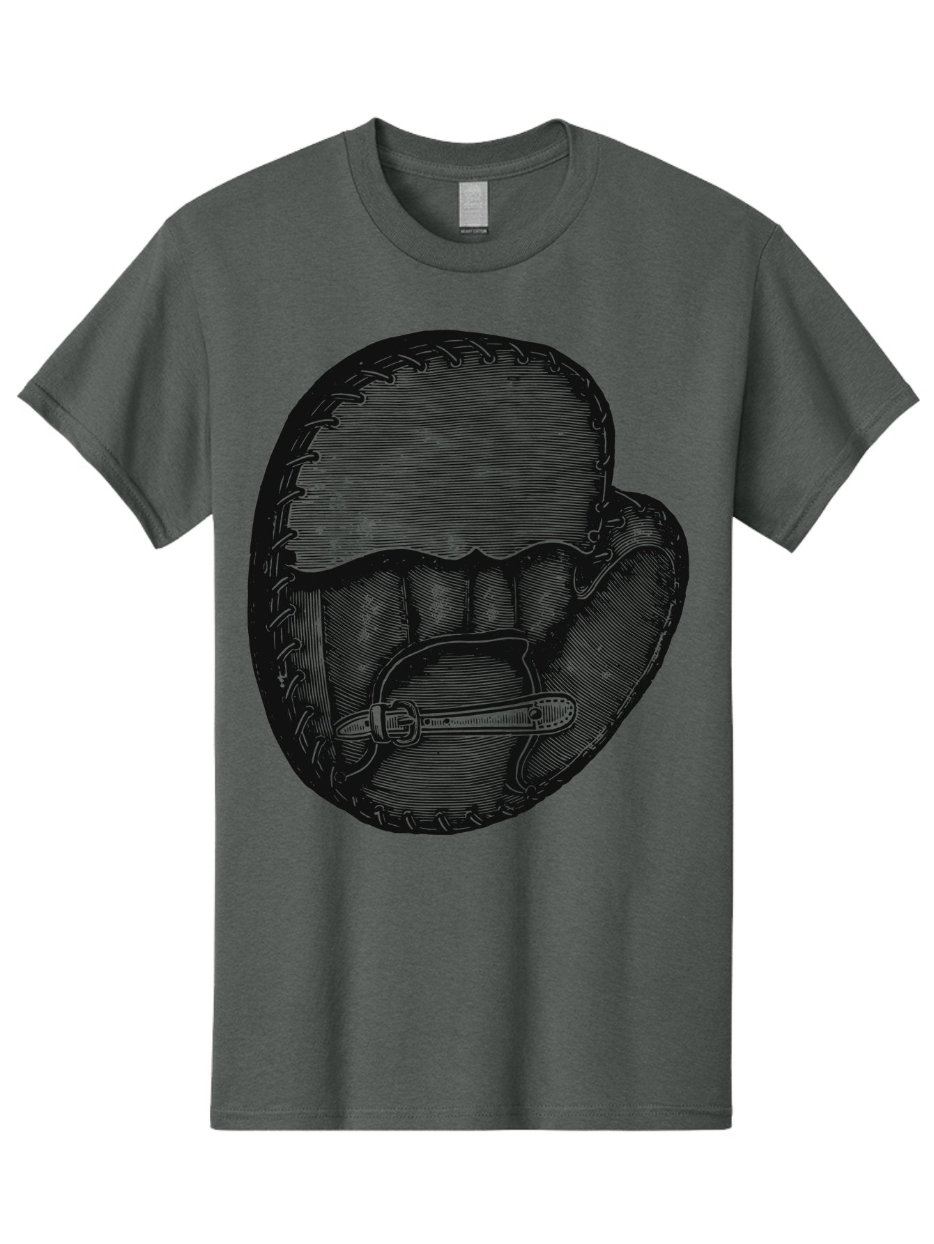 The Golden Glove Men'S Graphic Tee, 100% Cotton, Comfortable Casual Summer Wear, Machine Washable, Baseball Glove With Pocket Knife, Vintage Illustration, Retro Artwork, Crosshatching Technique, Nostalgic Feel, Baseball Theme, Aae705