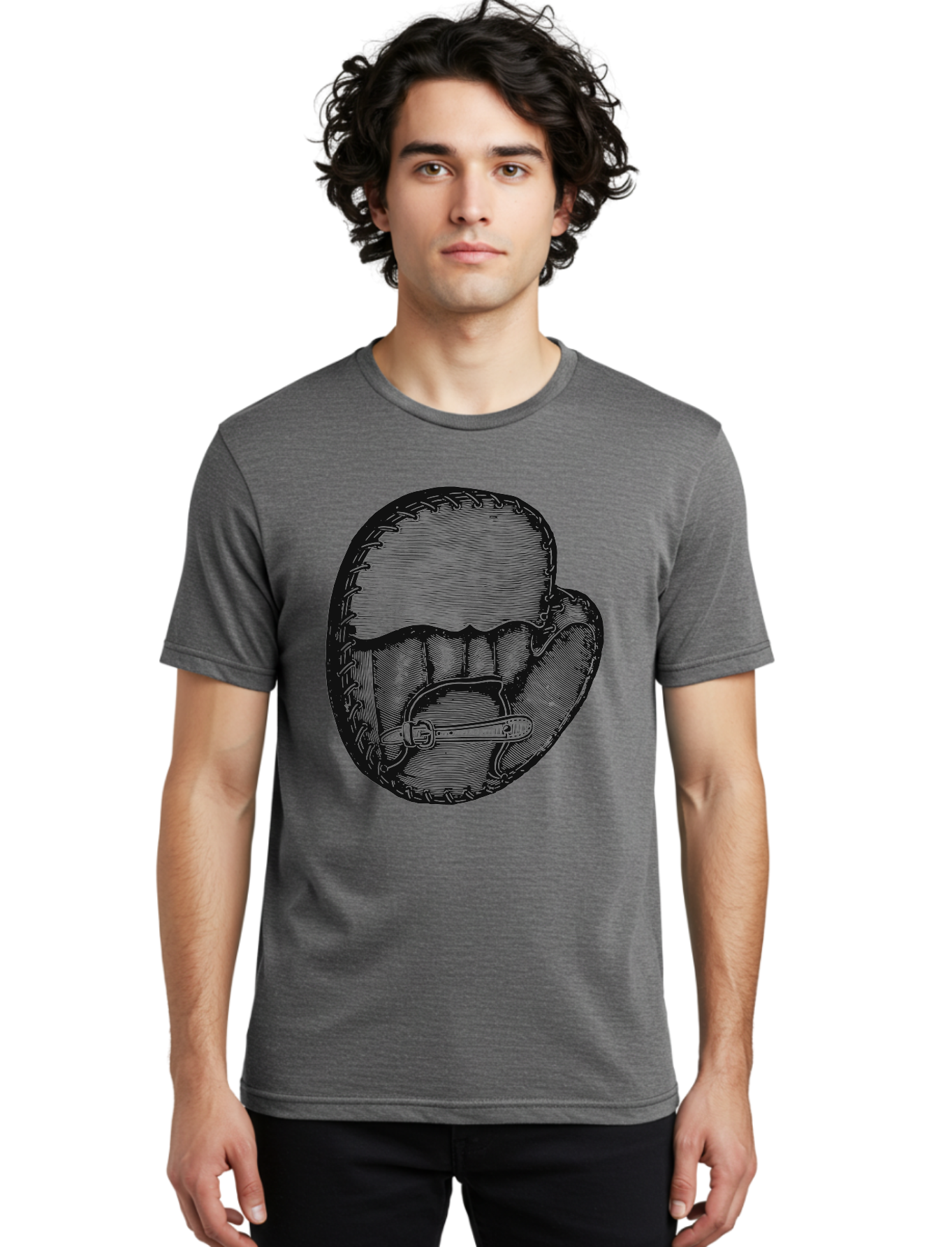 The Golden Glove Men'S Graphic Tee, 100% Cotton, Comfortable Casual Summer Wear, Machine Washable, Baseball Glove With Pocket Knife, Vintage Illustration, Retro Artwork, Crosshatching Technique, Nostalgic Feel, Baseball Theme, Aae705 24