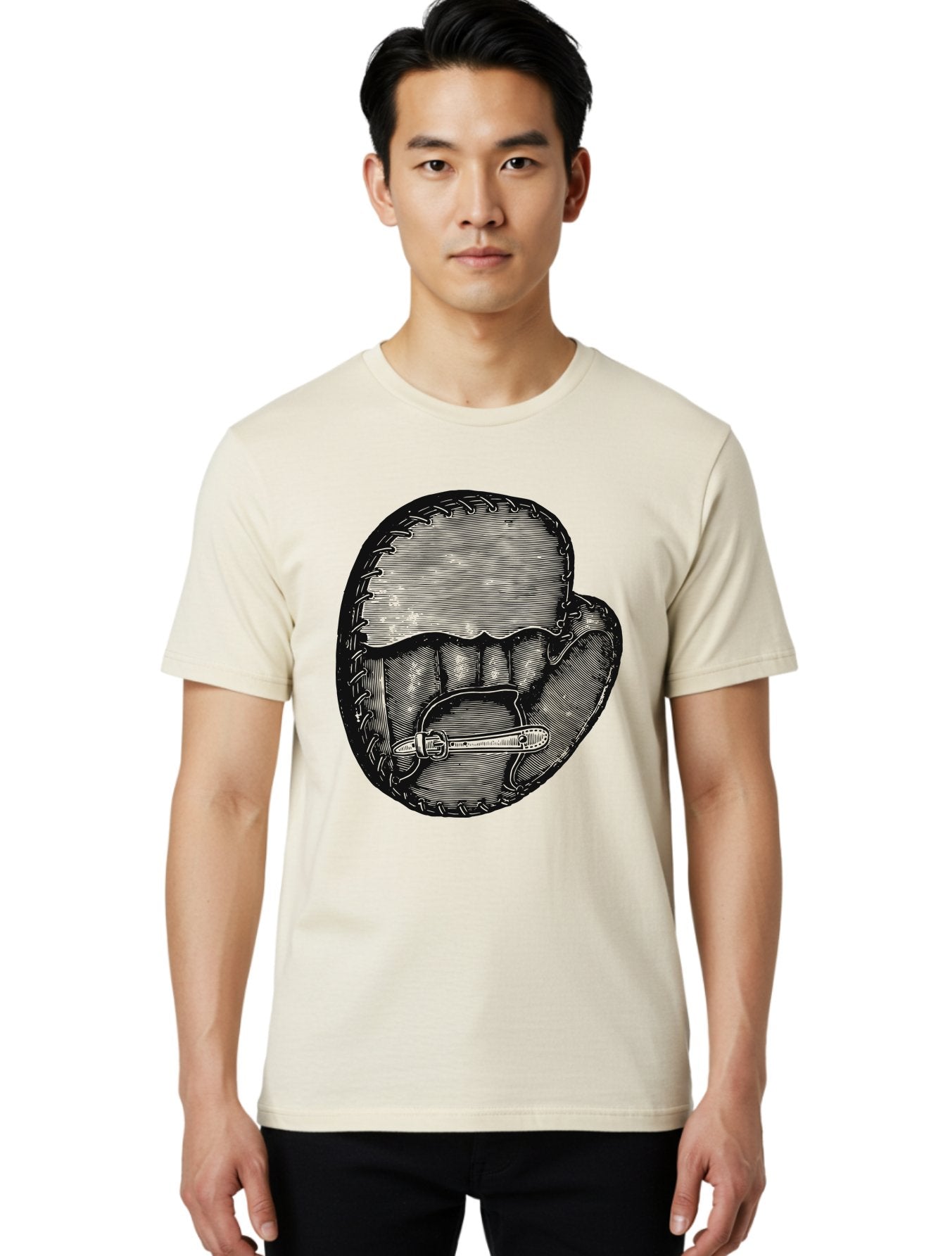 The Golden Glove Men'S Graphic Tee, 100% Cotton, Comfortable Casual Summer Wear, Machine Washable, Baseball Glove With Pocket Knife, Vintage Illustration, Retro Artwork, Crosshatching Technique, Nostalgic Feel, Baseball Theme, Aae705 22