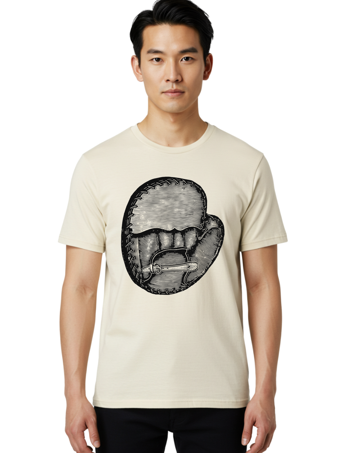 The Golden Glove Men'S Graphic Tee, 100% Cotton, Comfortable Casual Summer Wear, Machine Washable, Baseball Glove With Pocket Knife, Vintage Illustration, Retro Artwork, Crosshatching Technique, Nostalgic Feel, Baseball Theme, Aae705 6