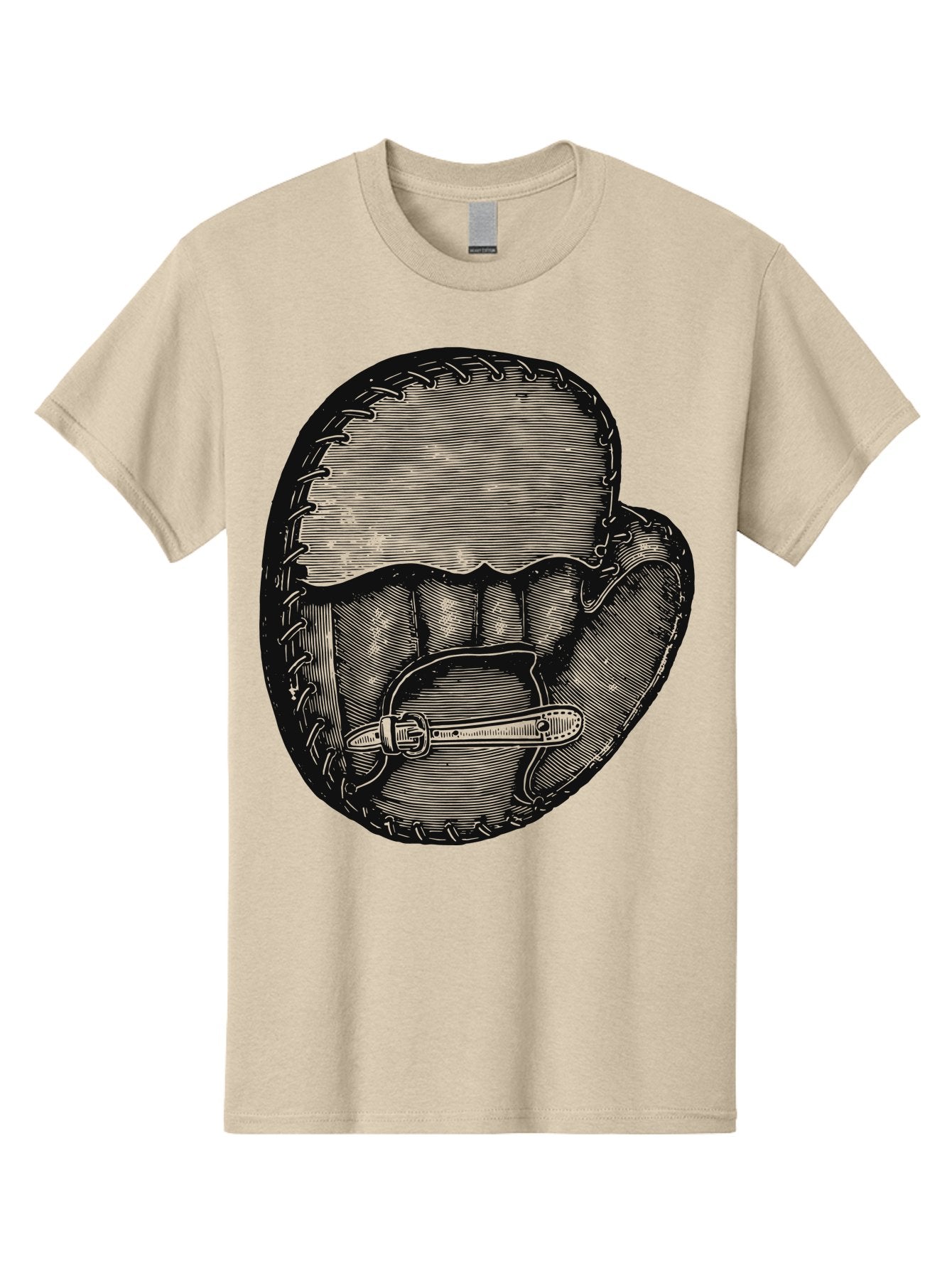 The Golden Glove Men'S Graphic Tee, 100% Cotton, Comfortable Casual Summer Wear, Machine Washable, Baseball Glove With Pocket Knife, Vintage Illustration, Retro Artwork, Crosshatching Technique, Nostalgic Feel, Baseball Theme, Aae705 10