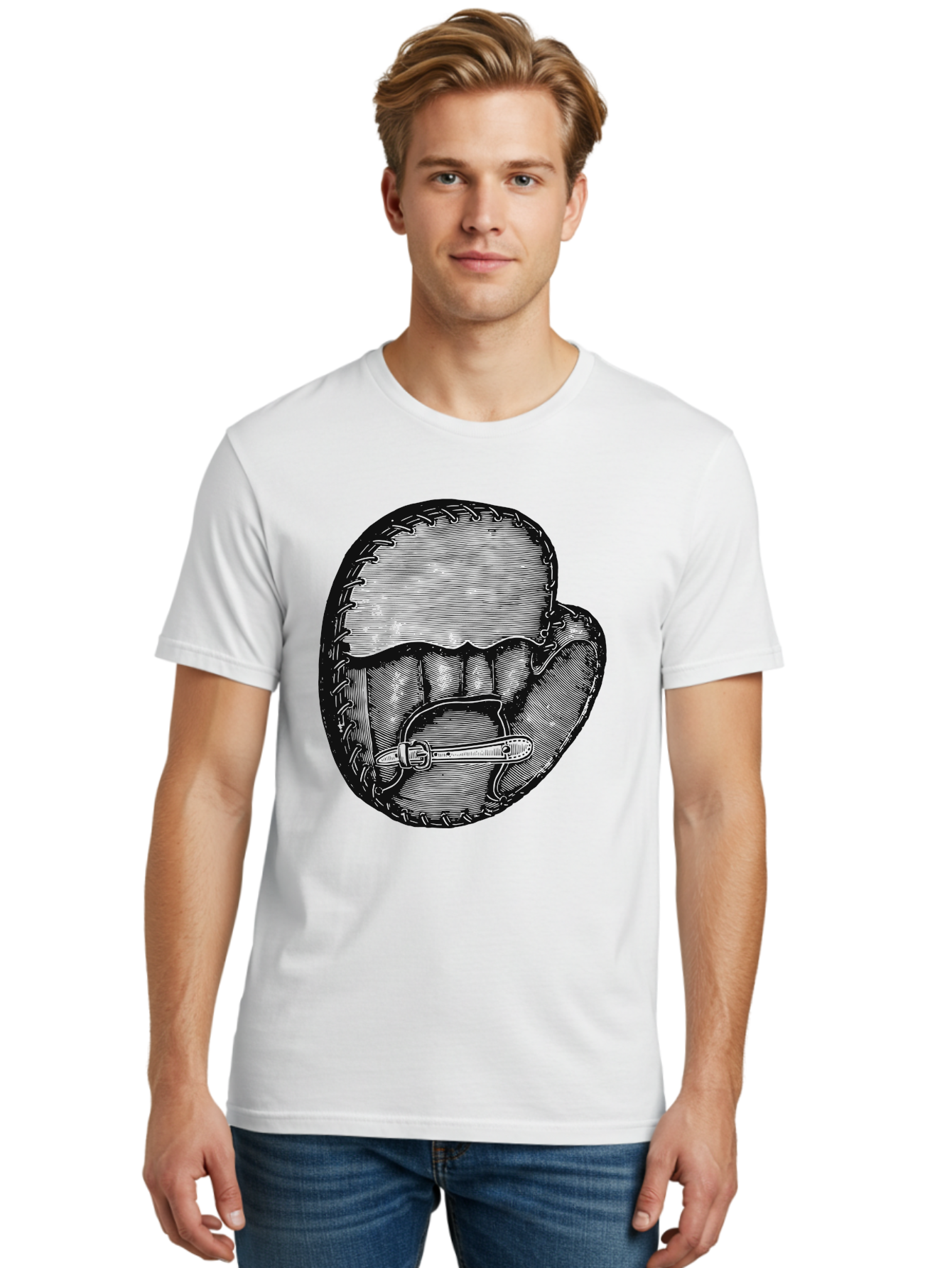 The Golden Glove Men'S Graphic Tee, 100% Cotton, Comfortable Casual Summer Wear, Machine Washable, Baseball Glove With Pocket Knife, Vintage Illustration, Retro Artwork, Crosshatching Technique, Nostalgic Feel, Baseball Theme, Aae705 10