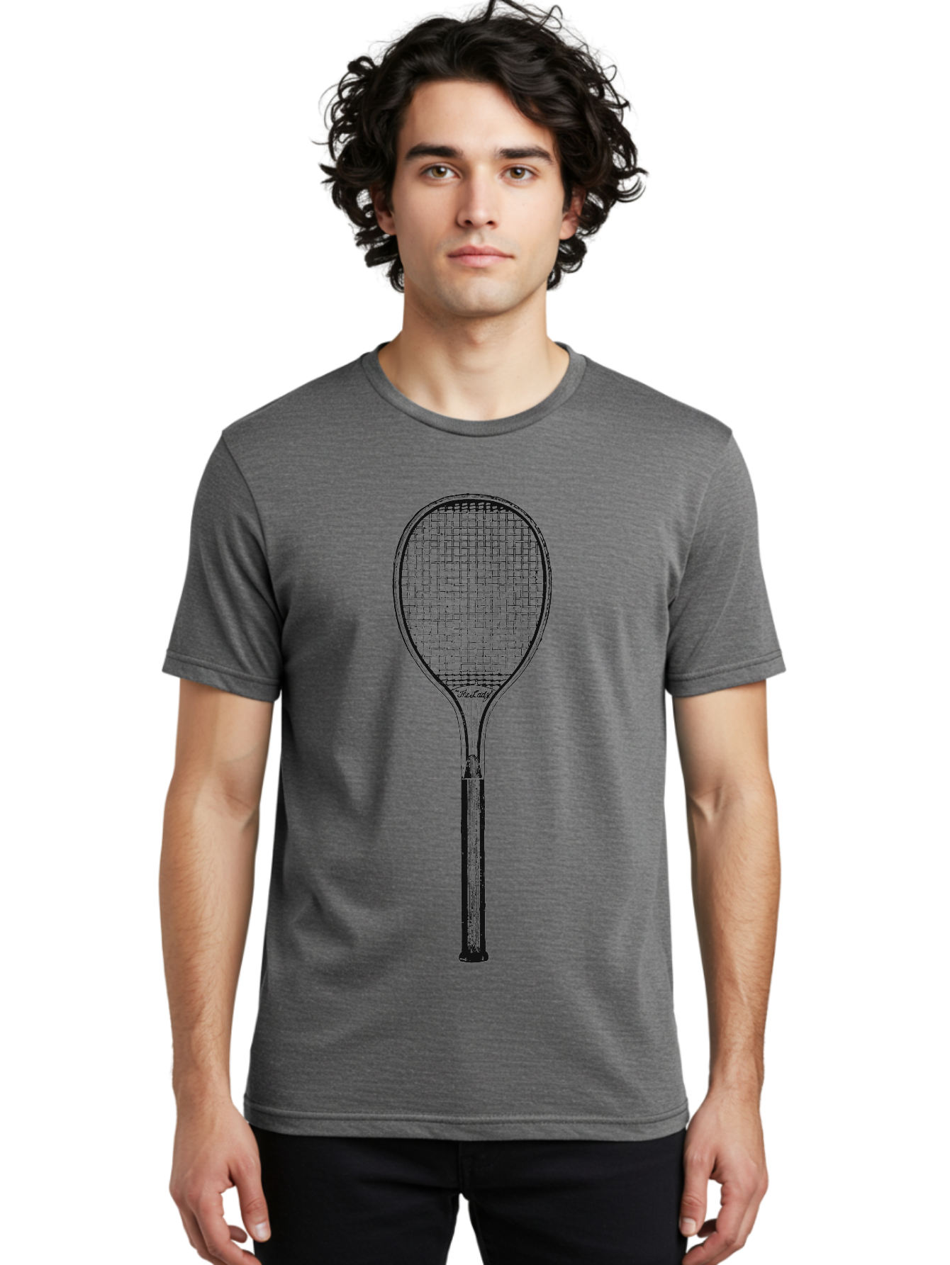 The Grand Slammer Men'S Graphic Tee, 100% Cotton, Comfortable Casual Summer Wear, Machine Washable, Tennis Racket, Sports Equipment, Tennis Gear, Racket Design, Tennis Player, Athletic Accessories Aae706 26