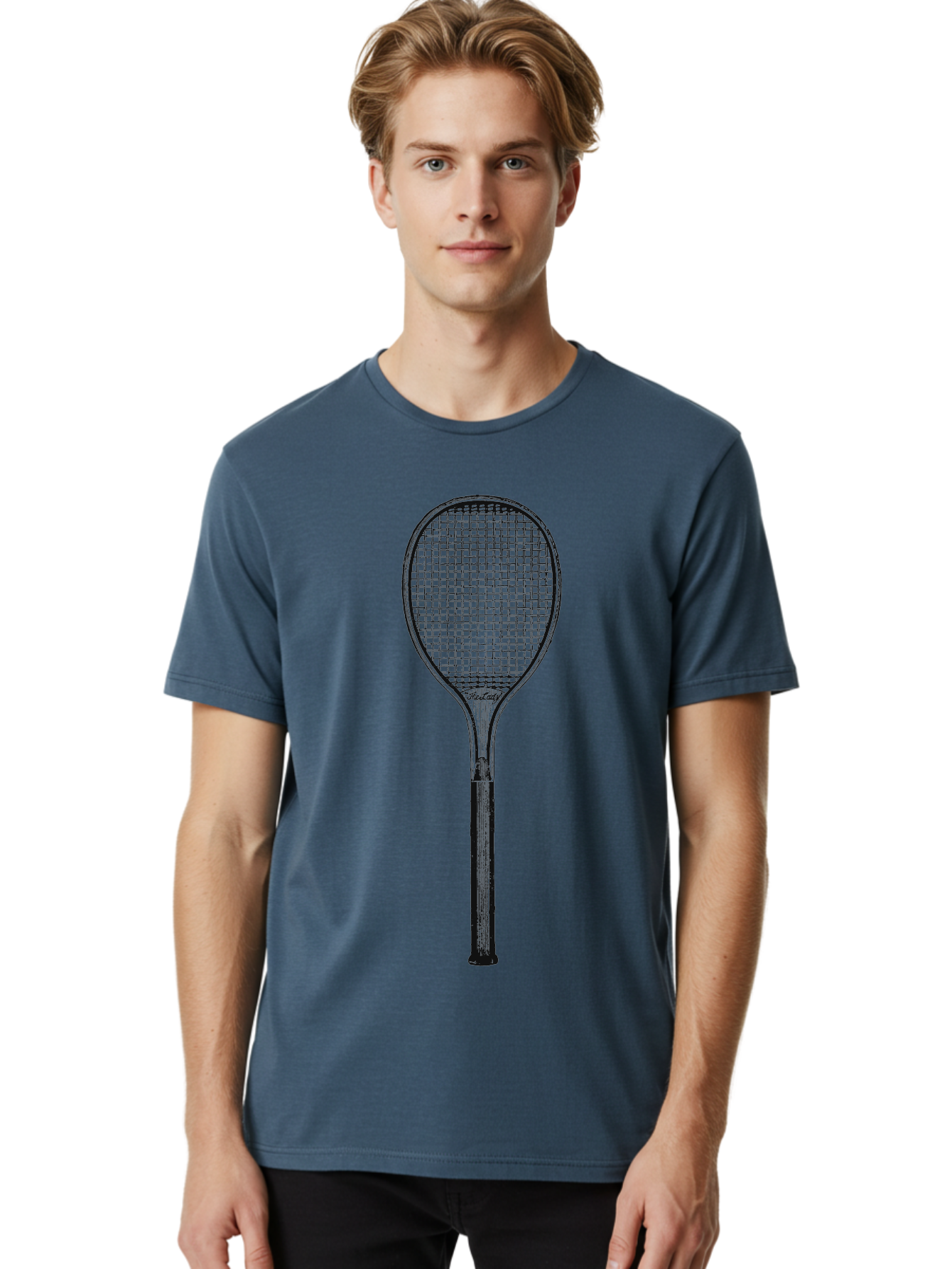 The Grand Slammer Men'S Graphic Tee, 100% Cotton, Comfortable Casual Summer Wear, Machine Washable, Tennis Racket, Sports Equipment, Tennis Gear, Racket Design, Tennis Player, Athletic Accessories Aae706 24