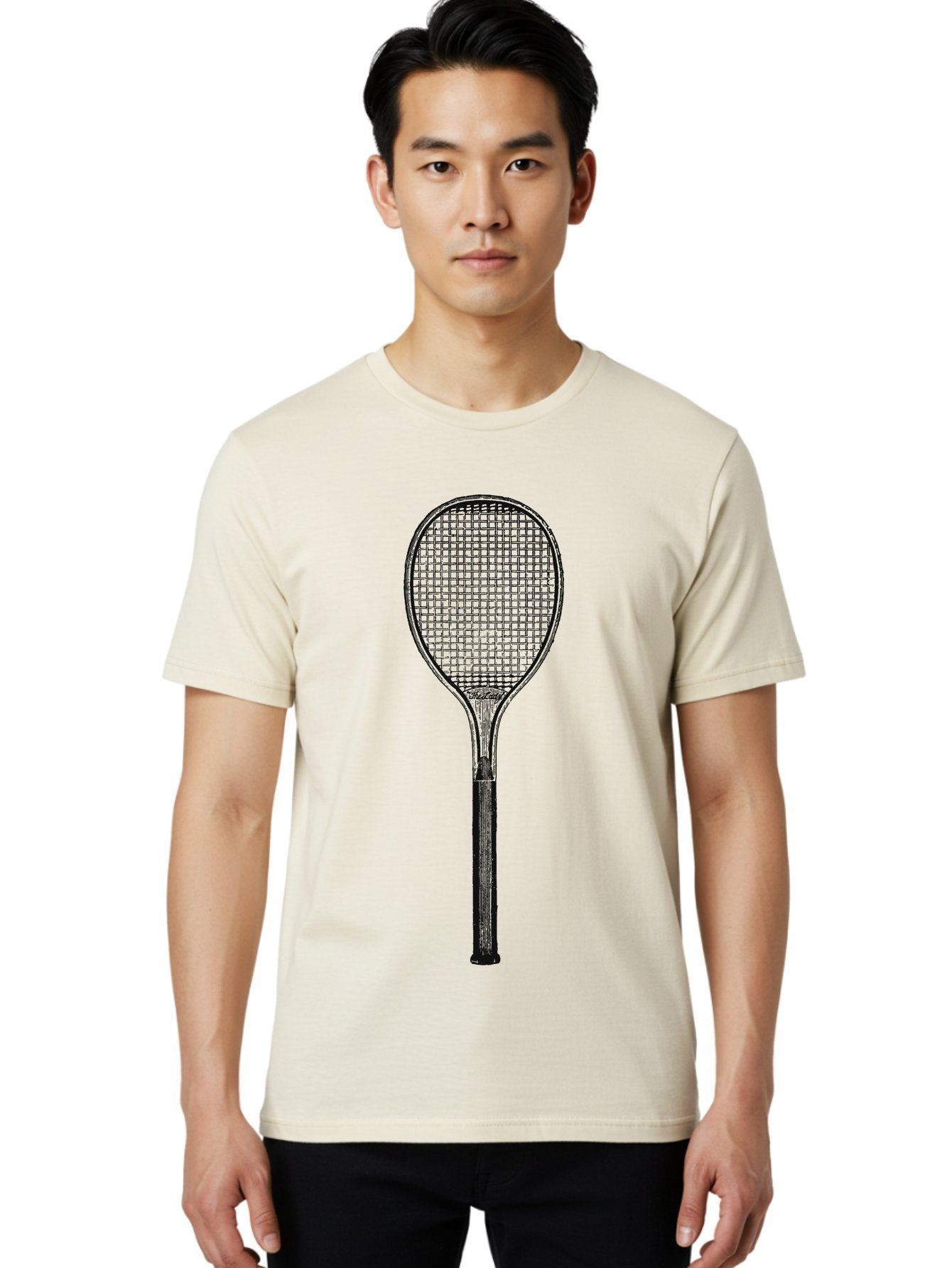 The Grand Slammer Men'S Graphic Tee, 100% Cotton, Comfortable Casual Summer Wear, Machine Washable, Tennis Racket, Sports Equipment, Tennis Gear, Racket Design, Tennis Player, Athletic Accessories Aae706 25