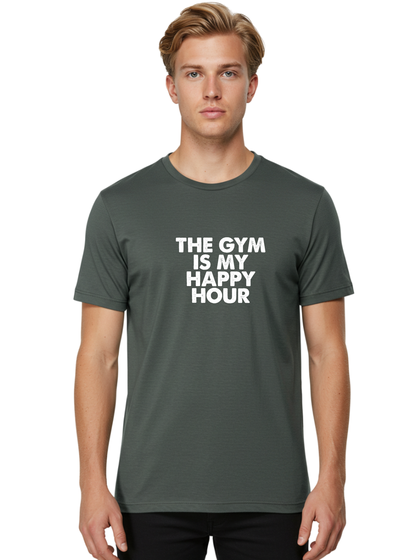 The Gym Is My Happy Hour Men'S Graphic Tee, 100% Cotton, Comfortable Casual Summer Wear, Machine Washable, Gym Motivation, Fitness Inspiration, Workout Encouragement, Gym Love, Happy Hour, Fitness Goals, Exercise Motivation, Healthy Lifestyle Aae709 28
