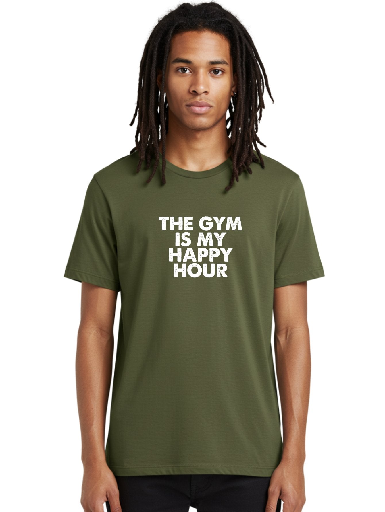 The Gym Is My Happy Hour Men'S Graphic Tee, 100% Cotton, Comfortable Casual Summer Wear, Machine Washable, Gym Motivation, Fitness Inspiration, Workout Encouragement, Gym Love, Happy Hour, Fitness Goals, Exercise Motivation, Healthy Lifestyle Aae709 25
