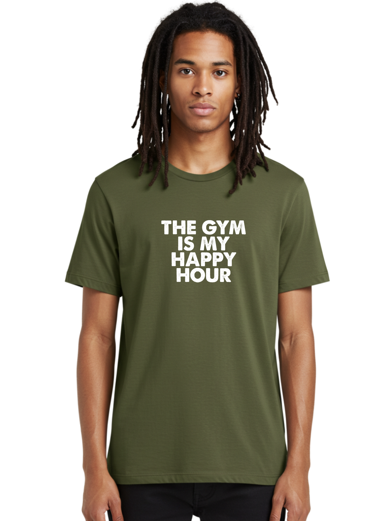 The Gym Is My Happy Hour Men'S Graphic Tee, 100% Cotton, Comfortable Casual Summer Wear, Machine Washable, Gym Motivation, Fitness Inspiration, Workout Encouragement, Gym Love, Happy Hour, Fitness Goals, Exercise Motivation, Healthy Lifestyle Aae709