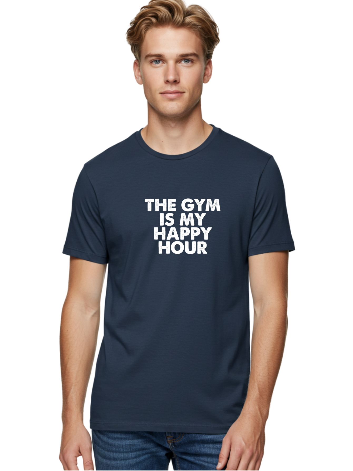 The Gym Is My Happy Hour Men'S Graphic Tee, 100% Cotton, Comfortable Casual Summer Wear, Machine Washable, Gym Motivation, Fitness Inspiration, Workout Encouragement, Gym Love, Happy Hour, Fitness Goals, Exercise Motivation, Healthy Lifestyle Aae709 24