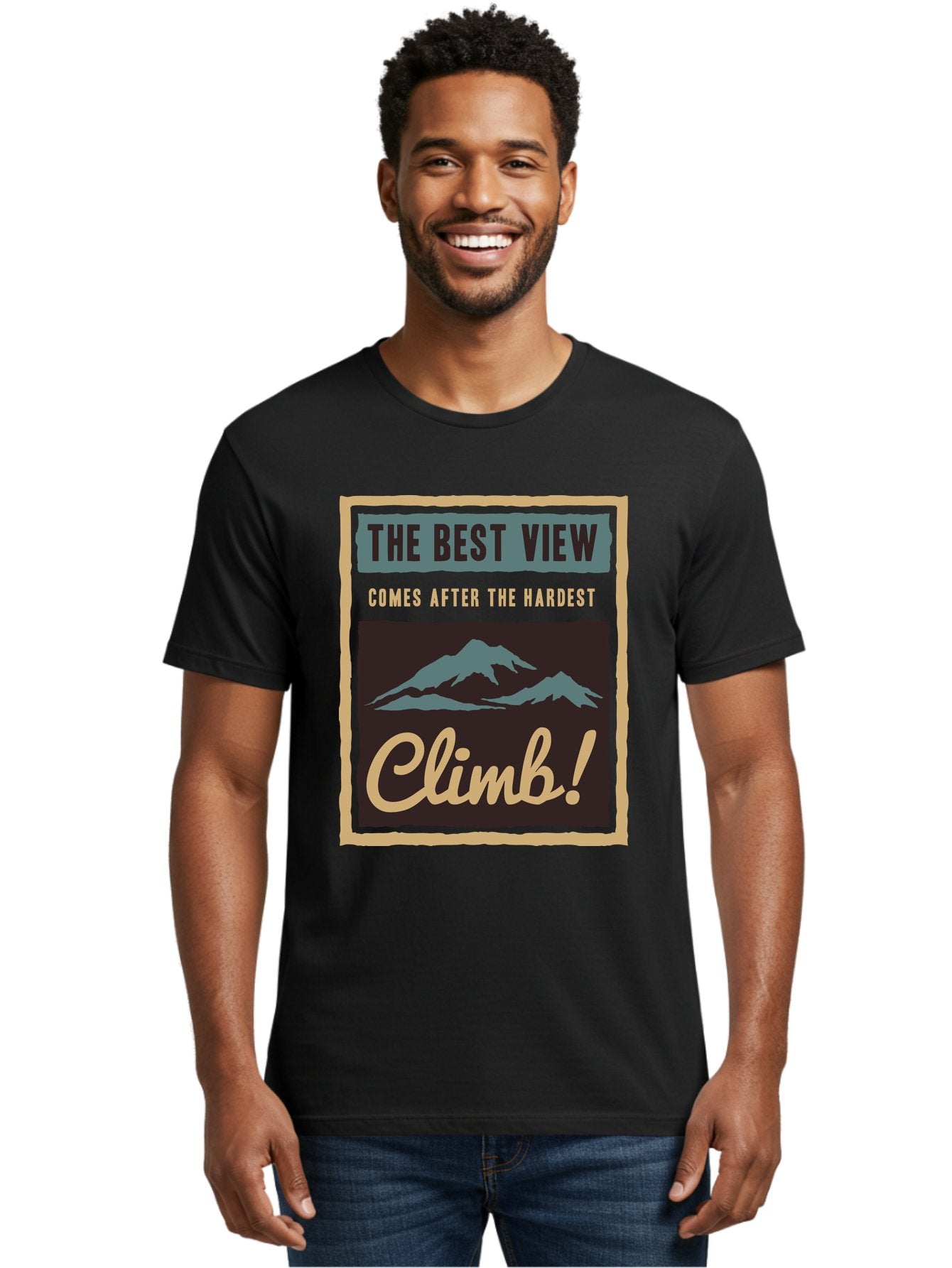 The Hardest Climb Men'S Graphic Tee, 100% Cotton, Comfortable Casual Summer Wear, Machine Washable, Mountain Climber Motivation, Inspirational Quotes, Outdoor Adventure, Peak Experience, Challenging Journey, Perseverance, Adventure Seeker Aae710 18
