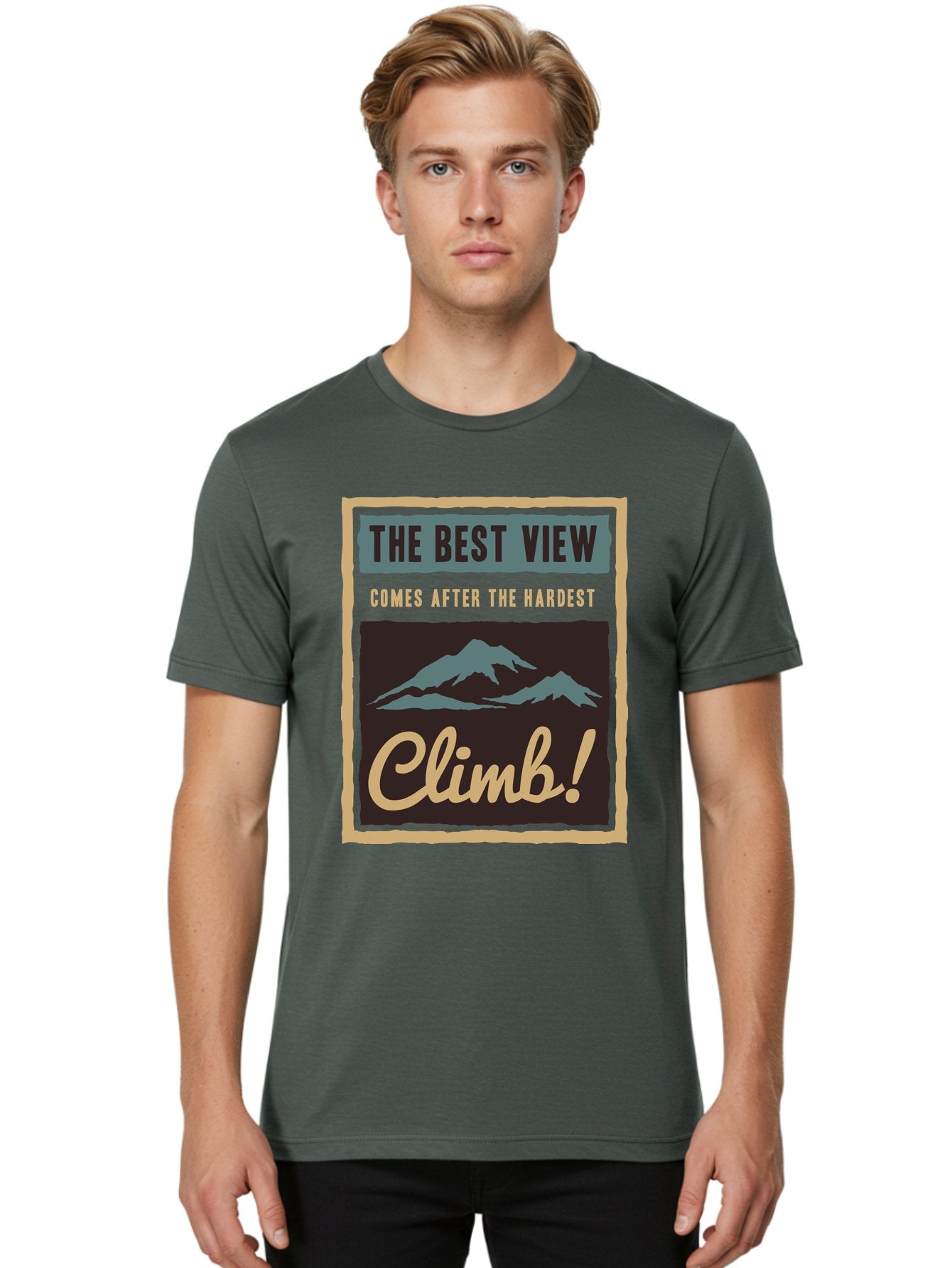 The Hardest Climb Men'S Graphic Tee, 100% Cotton, Comfortable Casual Summer Wear, Machine Washable, Mountain Climber Motivation, Inspirational Quotes, Outdoor Adventure, Peak Experience, Challenging Journey, Perseverance, Adventure Seeker Aae710 25
