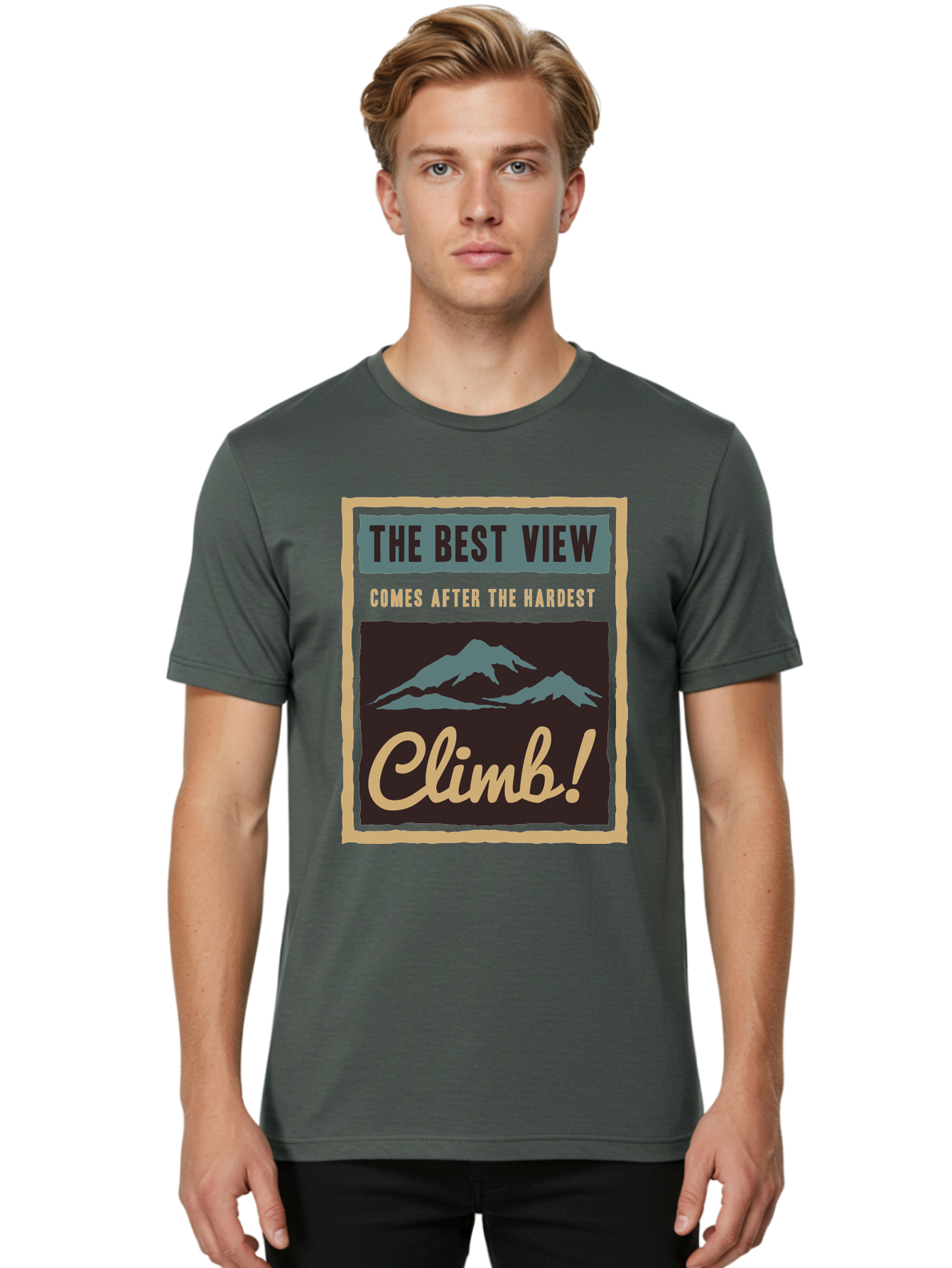 The Hardest Climb Men'S Graphic Tee, 100% Cotton, Comfortable Casual Summer Wear, Machine Washable, Mountain Climber Motivation, Inspirational Quotes, Outdoor Adventure, Peak Experience, Challenging Journey, Perseverance, Adventure Seeker Aae710 12