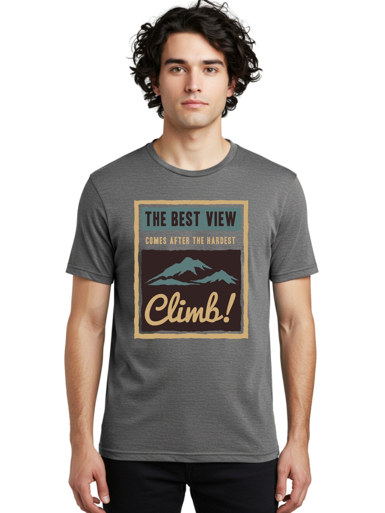 The Hardest Climb Men'S Graphic Tee, 100% Cotton, Comfortable Casual Summer Wear, Machine Washable, Mountain Climber Motivation, Inspirational Quotes, Outdoor Adventure, Peak Experience, Challenging Journey, Perseverance, Adventure Seeker Aae710 22
