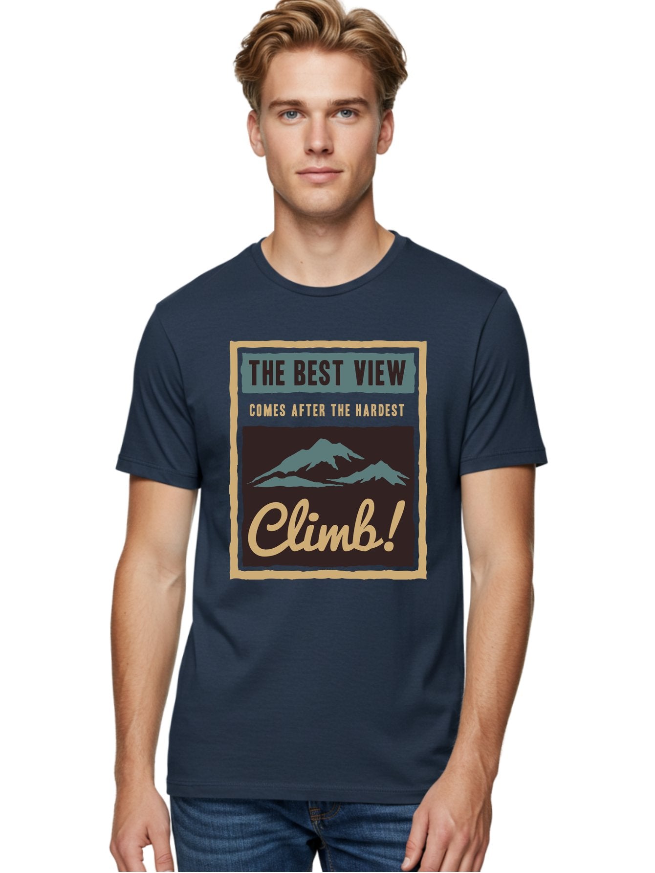 The Hardest Climb Men'S Graphic Tee, 100% Cotton, Comfortable Casual Summer Wear, Machine Washable, Mountain Climber Motivation, Inspirational Quotes, Outdoor Adventure, Peak Experience, Challenging Journey, Perseverance, Adventure Seeker Aae710 17