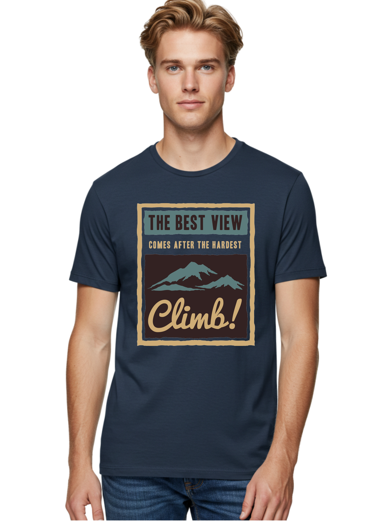 The Hardest Climb Men'S Graphic Tee, 100% Cotton, Comfortable Casual Summer Wear, Machine Washable, Mountain Climber Motivation, Inspirational Quotes, Outdoor Adventure, Peak Experience, Challenging Journey, Perseverance, Adventure Seeker Aae710 22